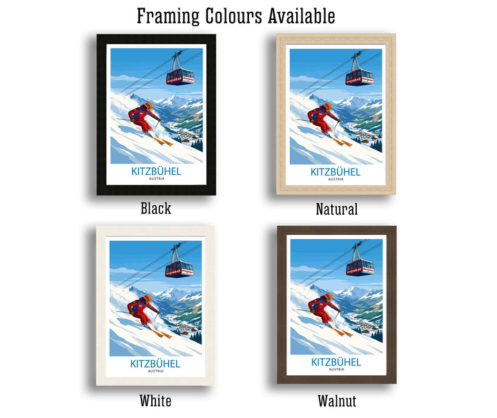 Kitzbuhel Ski Resort Travel Poster Print Austria Wall Art Mountain Landscape Gift for Europe Lovers and Fans of Scenic Austrian Alps