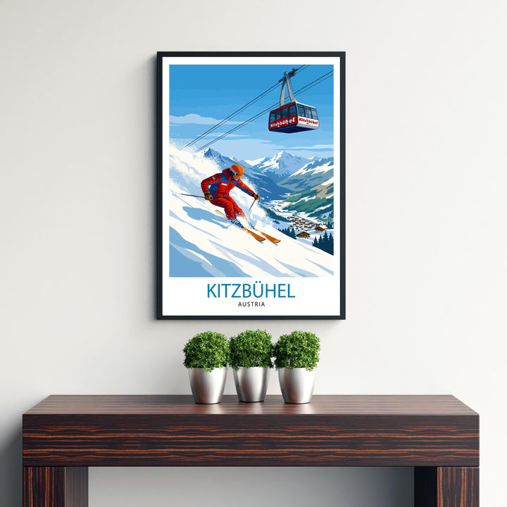 Kitzbuhel Ski Resort Travel Poster Print Austria Wall Art Mountain Landscape Gift for Europe Lovers and Fans of Scenic Austrian Alps