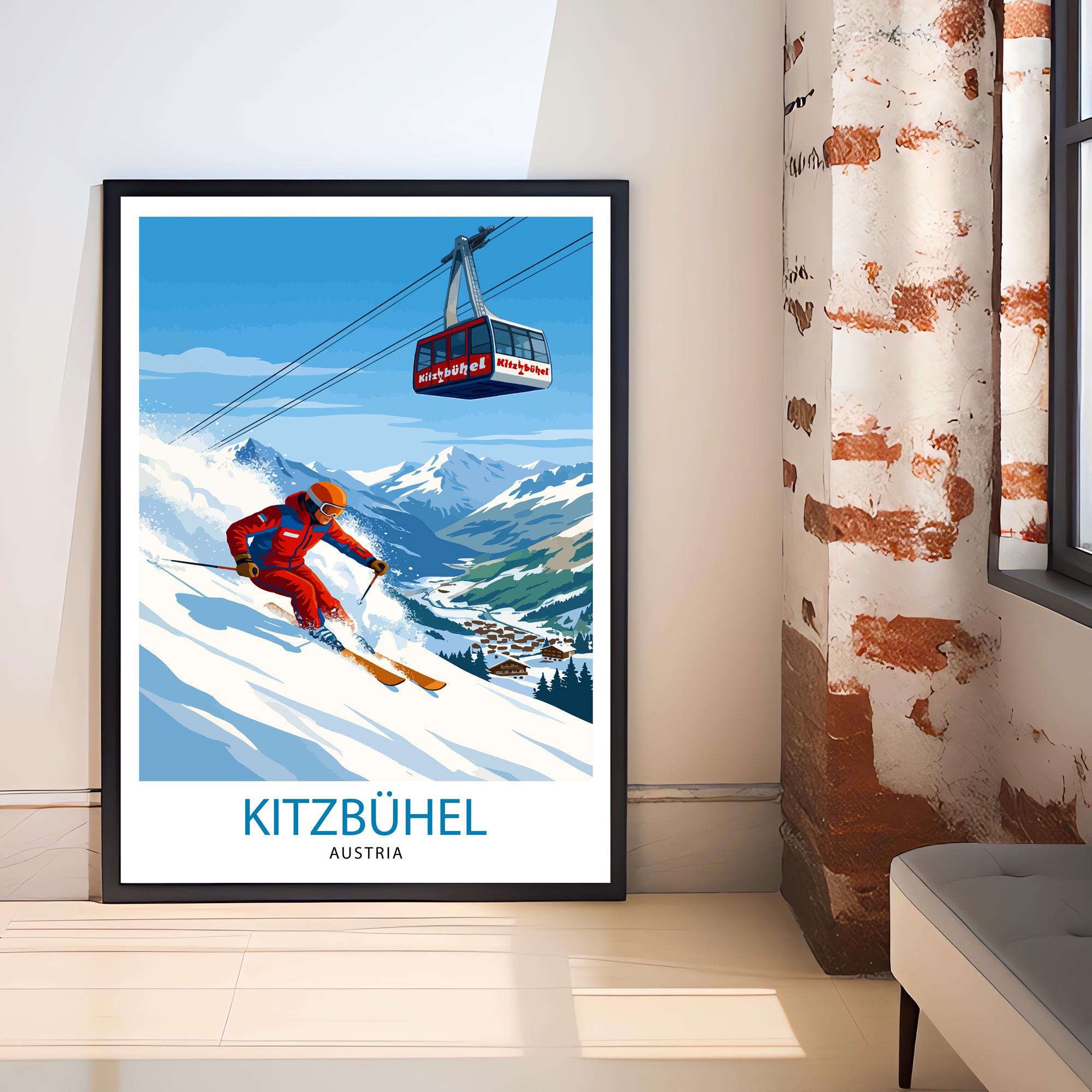 Kitzbuhel Ski Resort Travel Poster Print Austria Wall Art Mountain Landscape Gift for Europe Lovers and Fans of Scenic Austrian Alps
