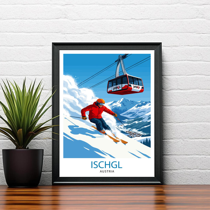 Ischgl Ski Resort Poster Print Austria Wall Art Mountain Landscape Gift for Europe Travel Lovers and Fans of Scenic Austrian Alps Winter