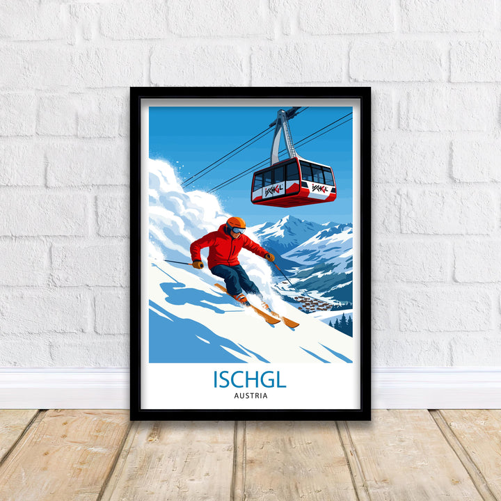 Ischgl Ski Resort Poster Print Austria Wall Art Mountain Landscape Gift for Europe Travel Lovers and Fans of Scenic Austrian Alps Winter