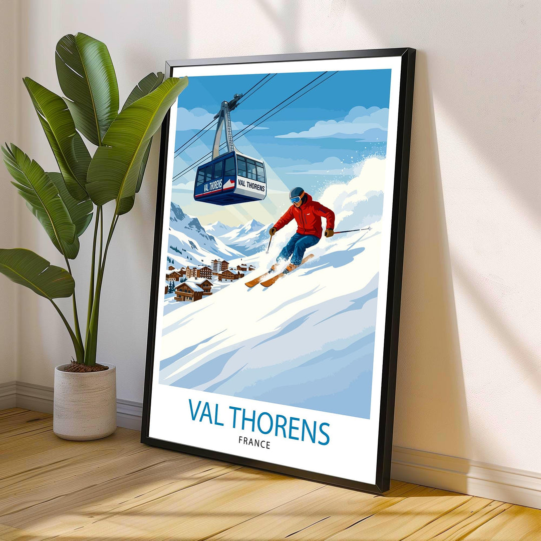 Val Thorens Ski Poster Print France Wall Art Mountain Resort Landscape Gift for Europe Travel Lovers and Fans of Scenic French Alps Winter