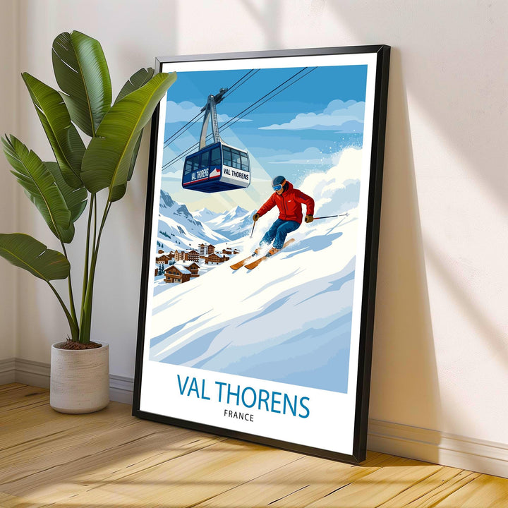 Val Thorens Ski Poster Print France Wall Art Mountain Resort Landscape Gift for Europe Travel Lovers and Fans of Scenic French Alps Winter