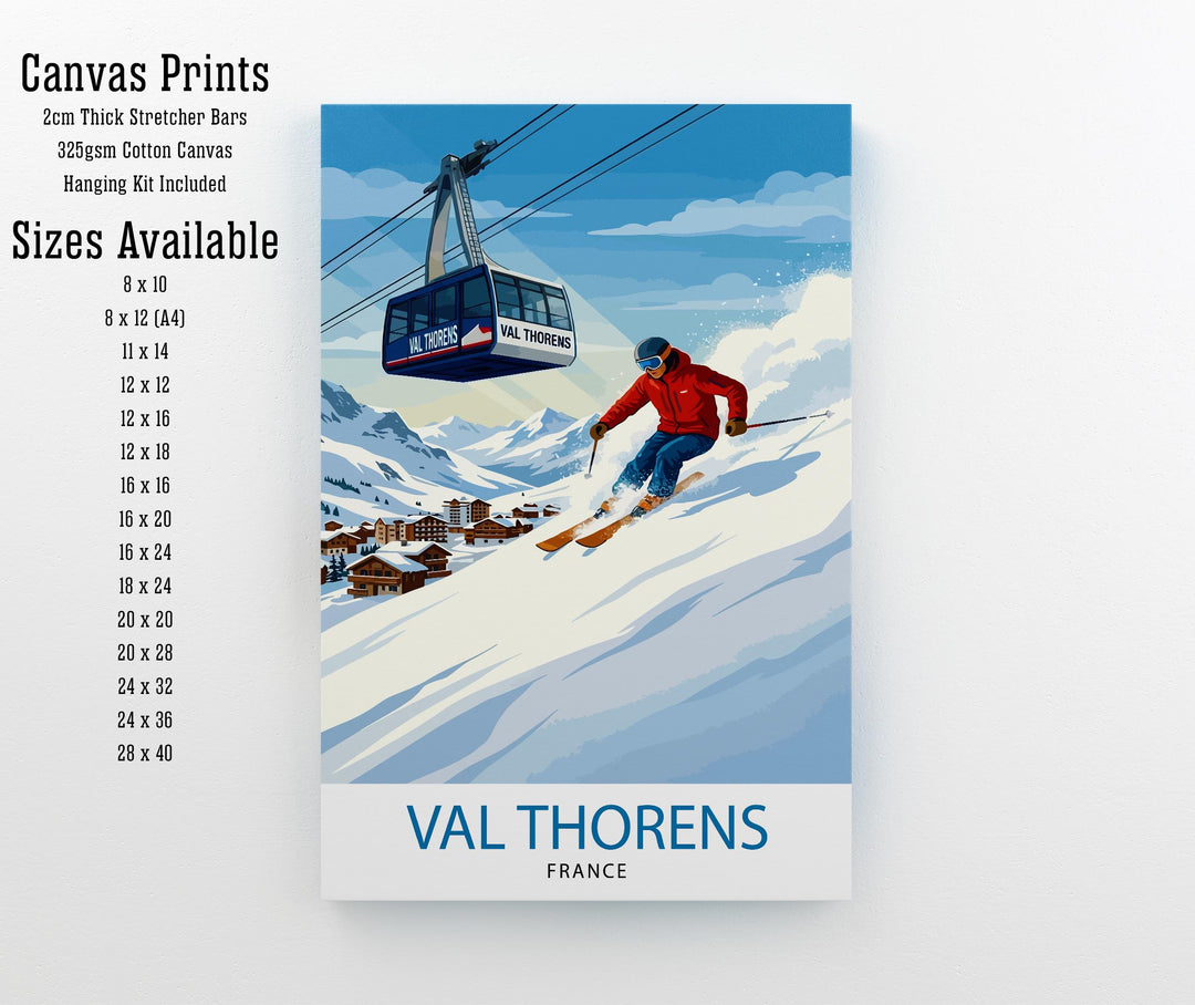 Val Thorens Ski Poster Print France Wall Art Mountain Resort Landscape Gift for Europe Travel Lovers and Fans of Scenic French Alps Winter