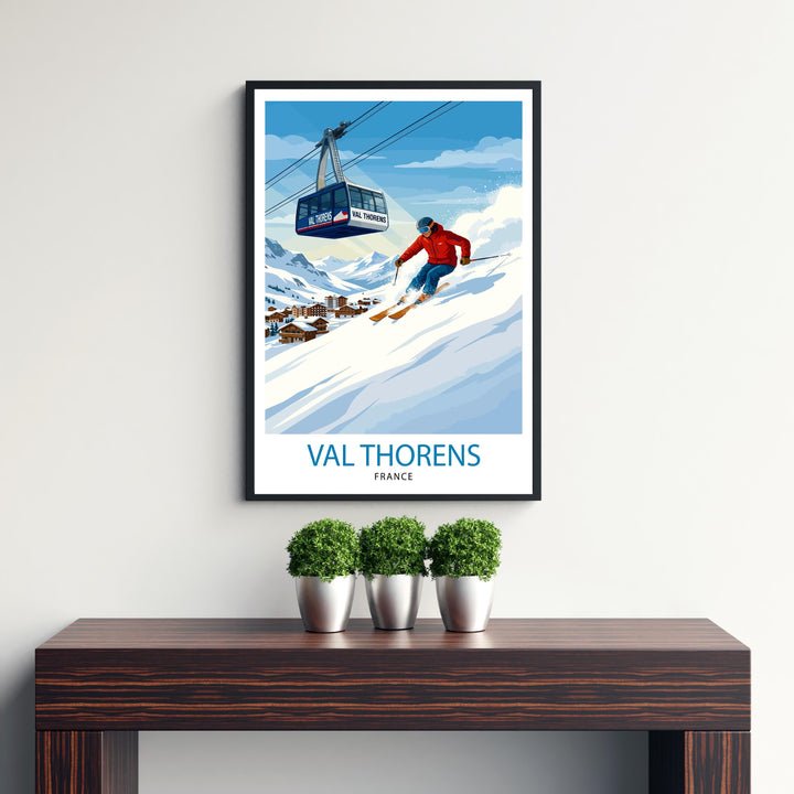 Val Thorens Ski Poster Print France Wall Art Mountain Resort Landscape Gift for Europe Travel Lovers and Fans of Scenic French Alps Winter