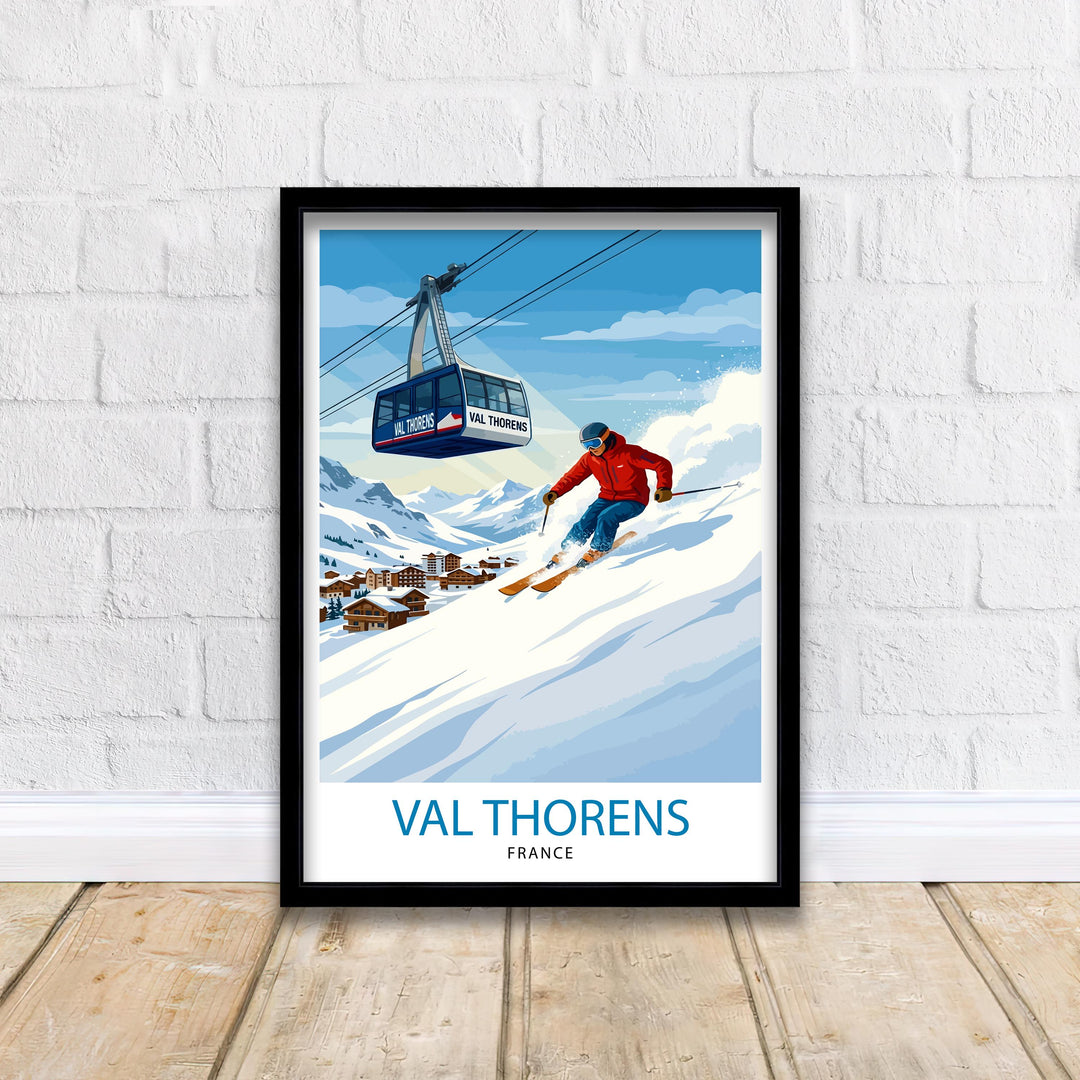 Val Thorens Ski Poster Print France Wall Art Mountain Resort Landscape Gift for Europe Travel Lovers and Fans of Scenic French Alps Winter