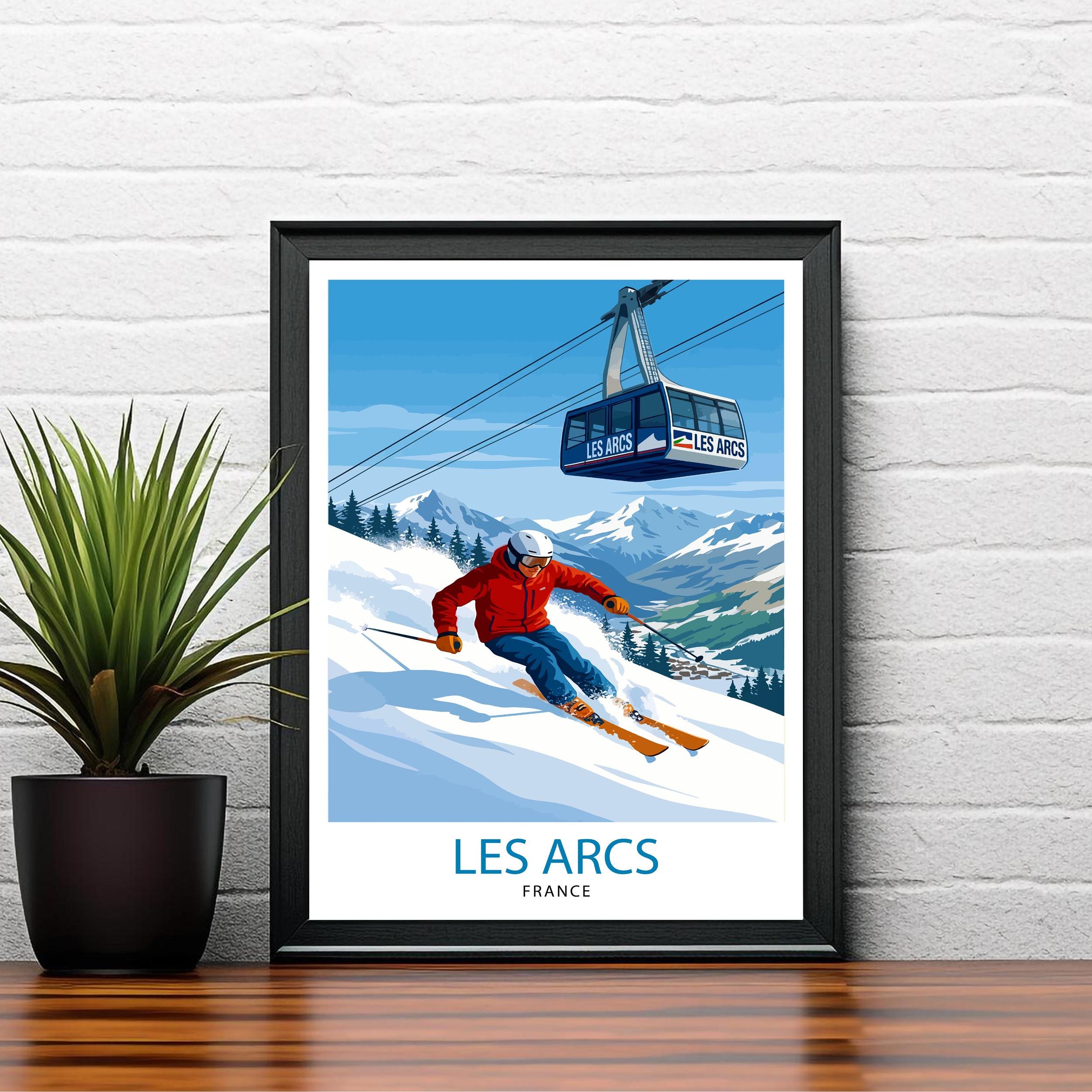 Les Arcs Ski Resort Poster Print France Wall Art Mountain Landscape Gift for Europe Travel Lovers and Fans of Scenic French Alps Winter