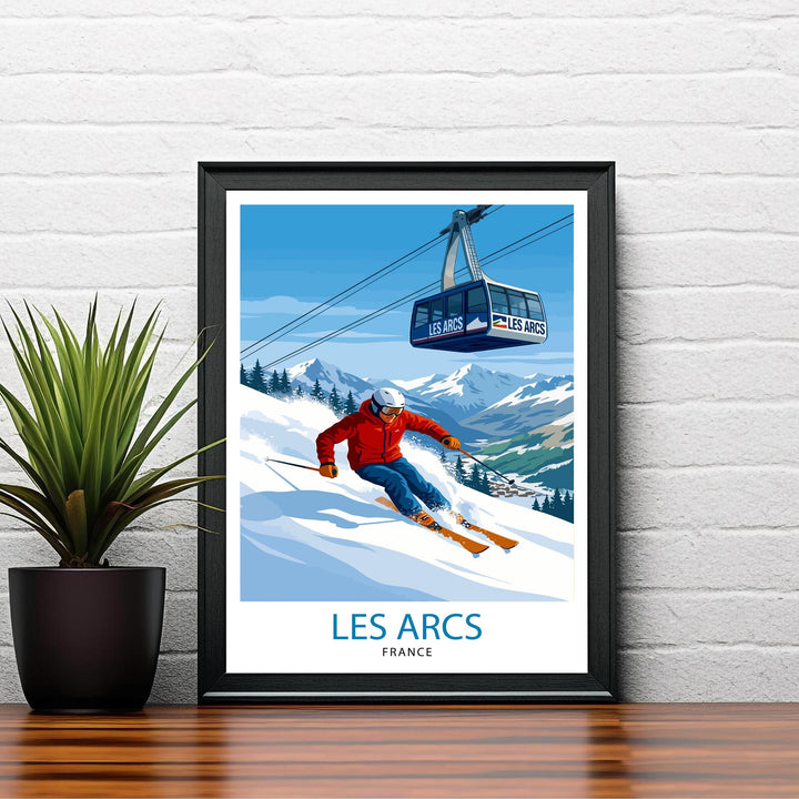 Les Arcs Ski Resort Poster Print France Wall Art Mountain Landscape Gift for Europe Travel Lovers and Fans of Scenic French Alps Winter