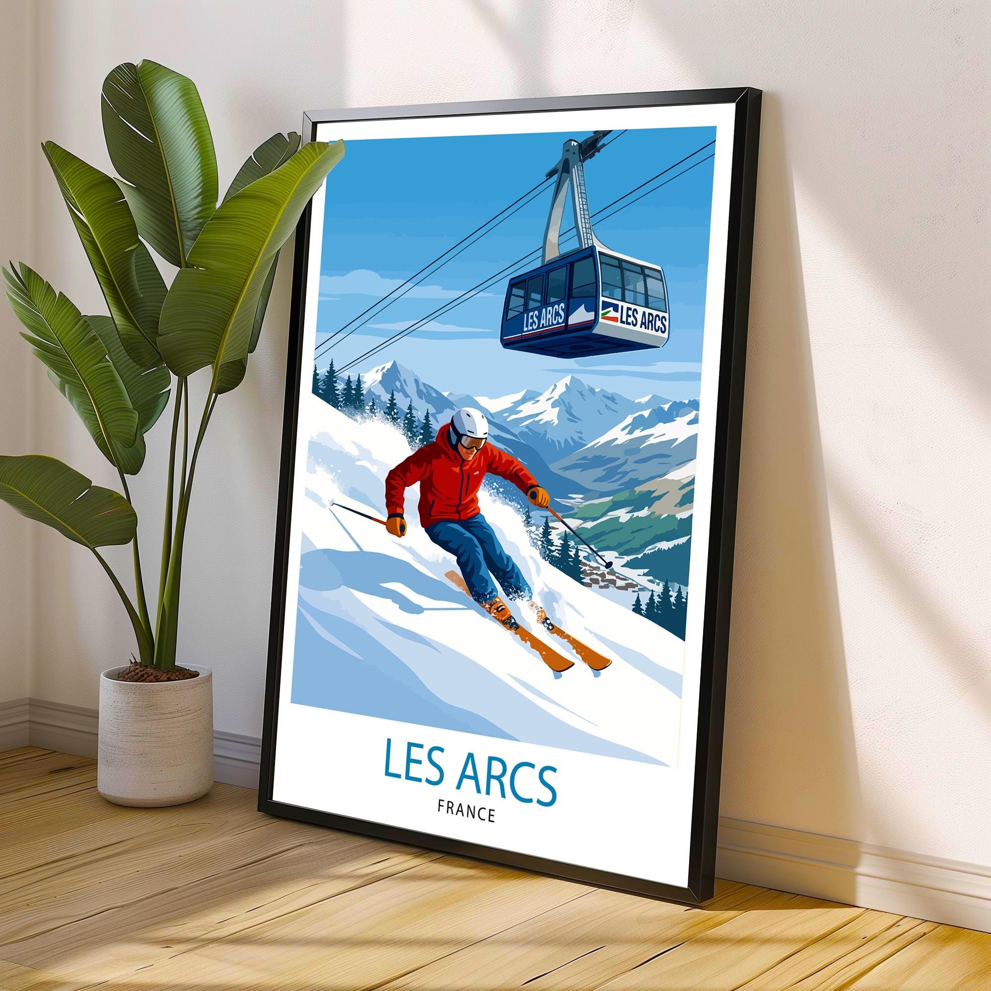 Les Arcs Ski Resort Poster Print France Wall Art Mountain Landscape Gift for Europe Travel Lovers and Fans of Scenic French Alps Winter