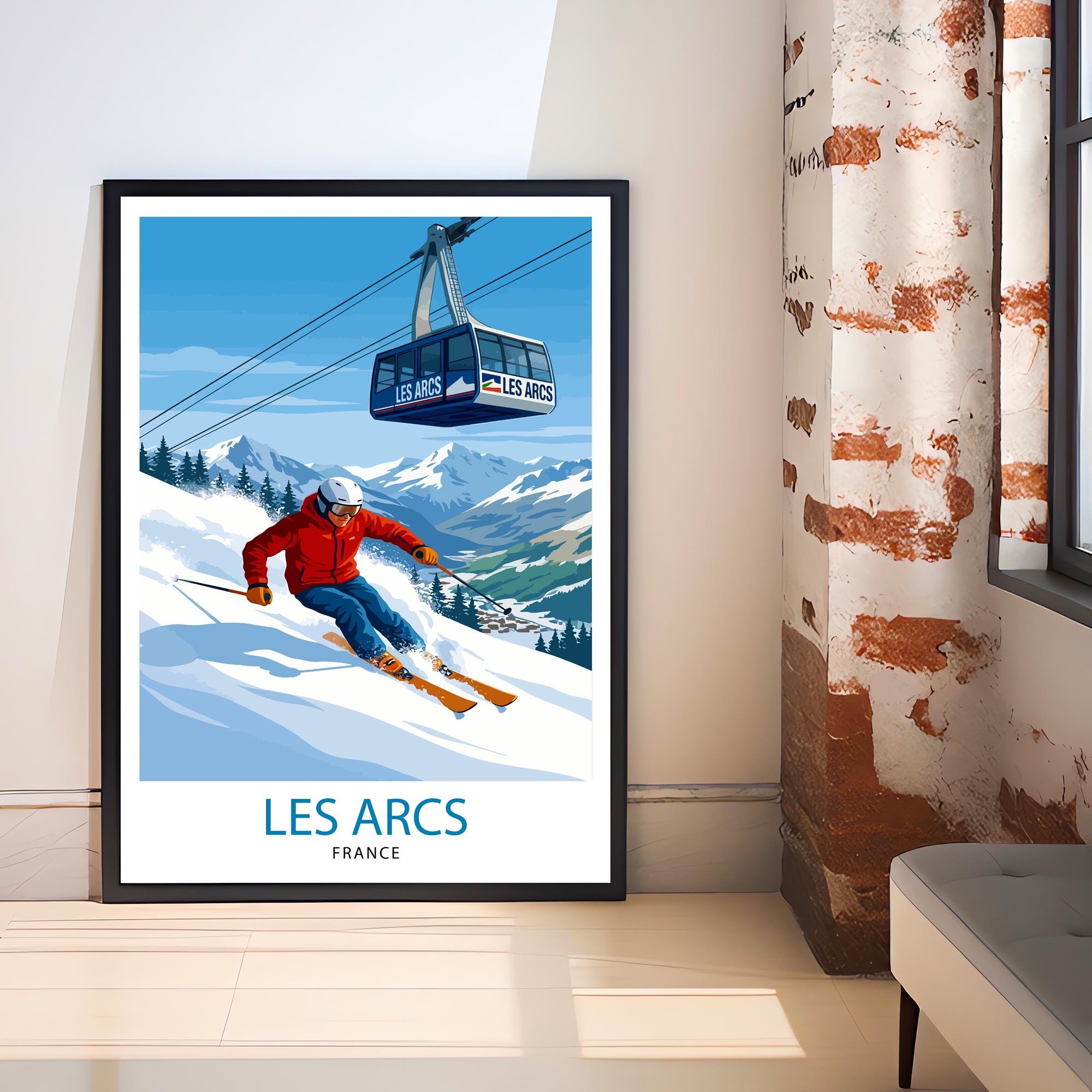 Les Arcs Ski Resort Poster Print France Wall Art Mountain Landscape Gift for Europe Travel Lovers and Fans of Scenic French Alps Winter
