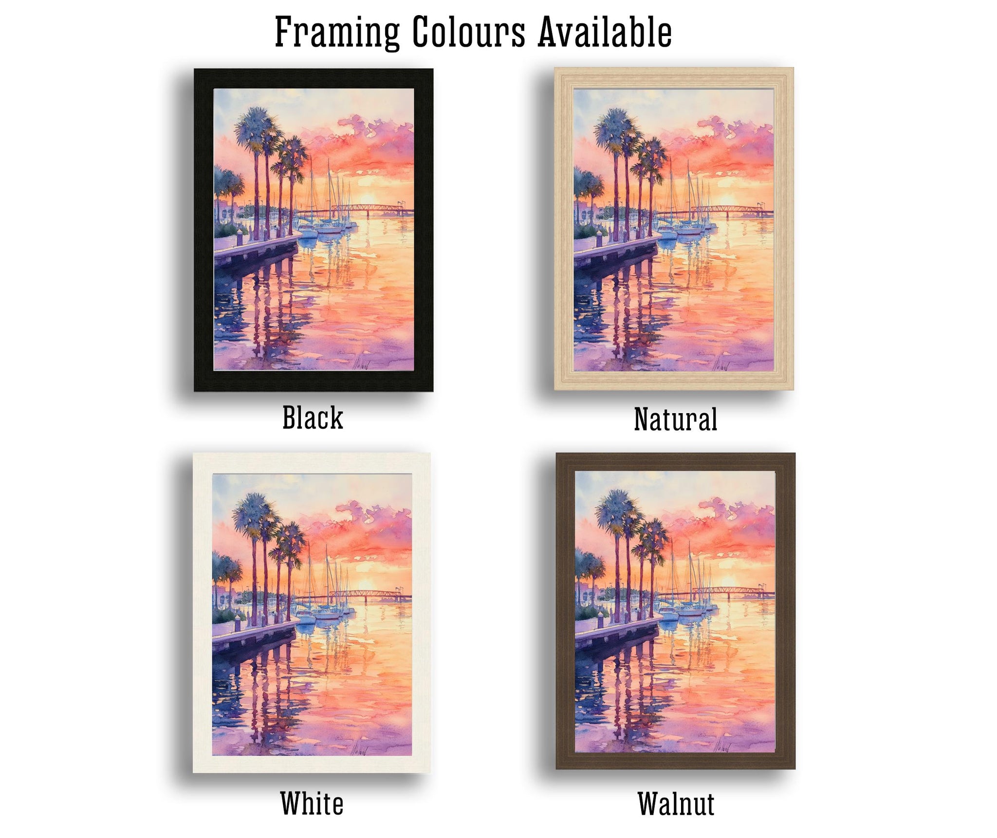Bradenton Florida Watercolor Painting Poster USA Wall Art Coastal Landscape Print Gift for American Travel Lovers and Fans of Scenic Seaside