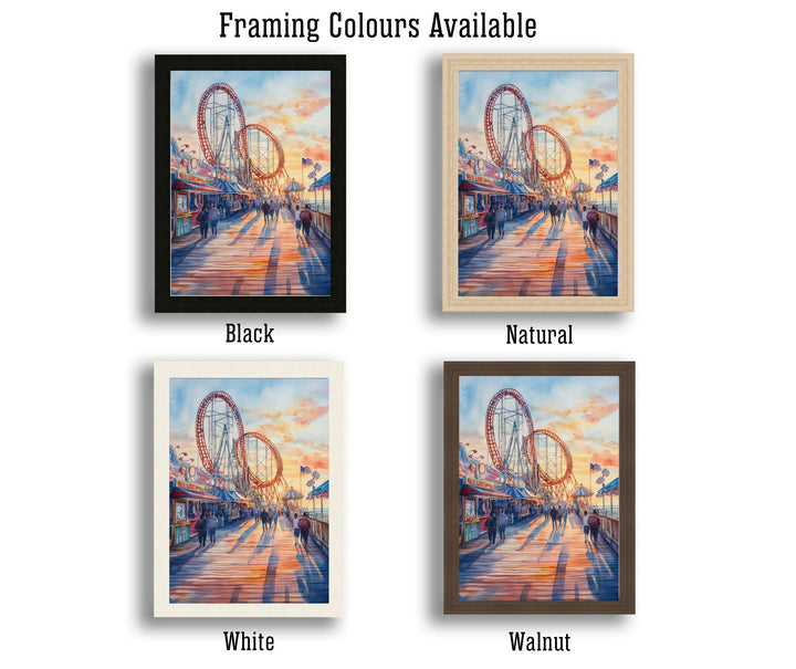 Cedar Point Ohio Watercolor Painting Poster USA Wall Art Coastal Landscape Print Gift for American Travel Lovers and Fans of Scenic Lakeside