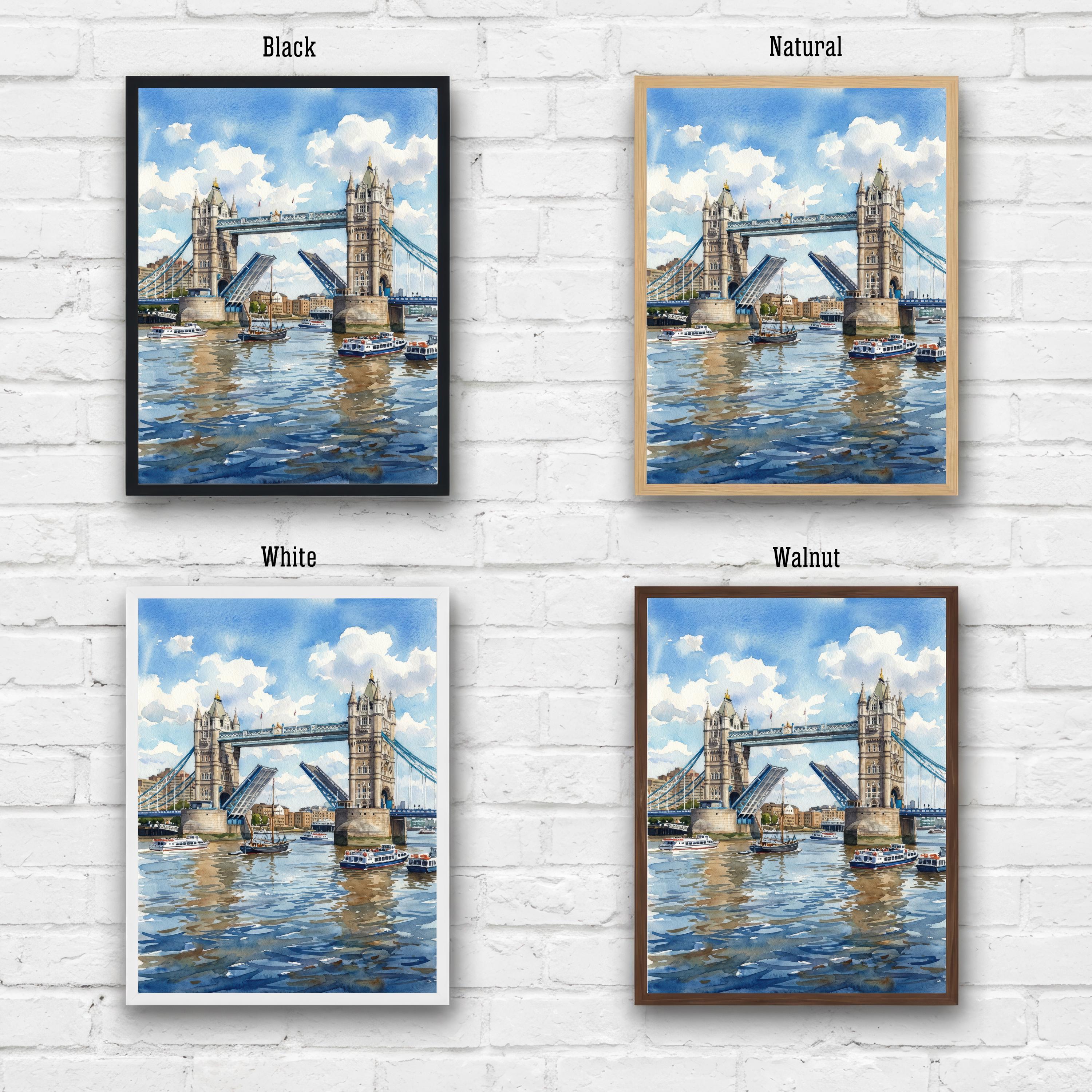 London Bridge Watercolour Print, England Landmark Art