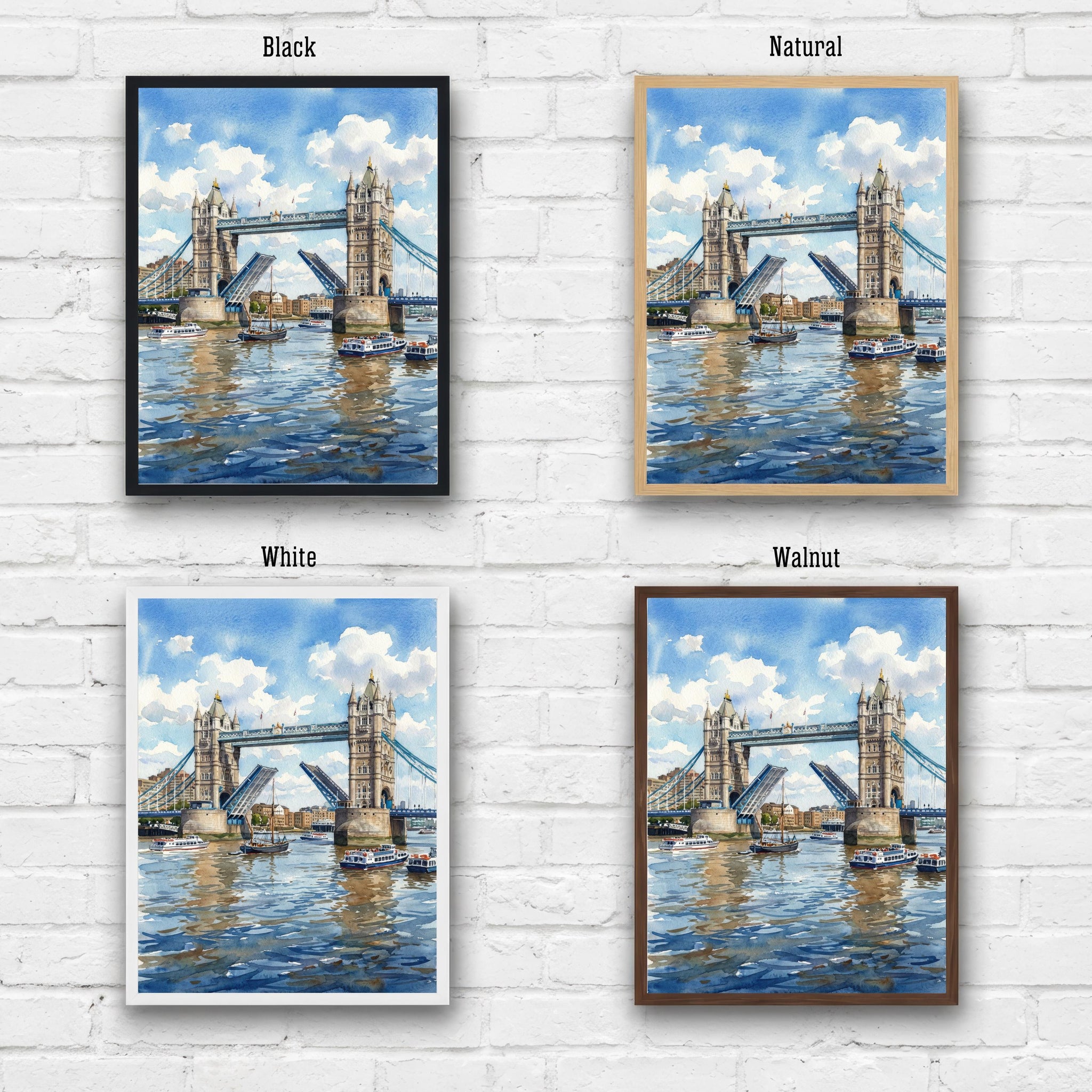 London Bridge Watercolour Print, England Landmark Art