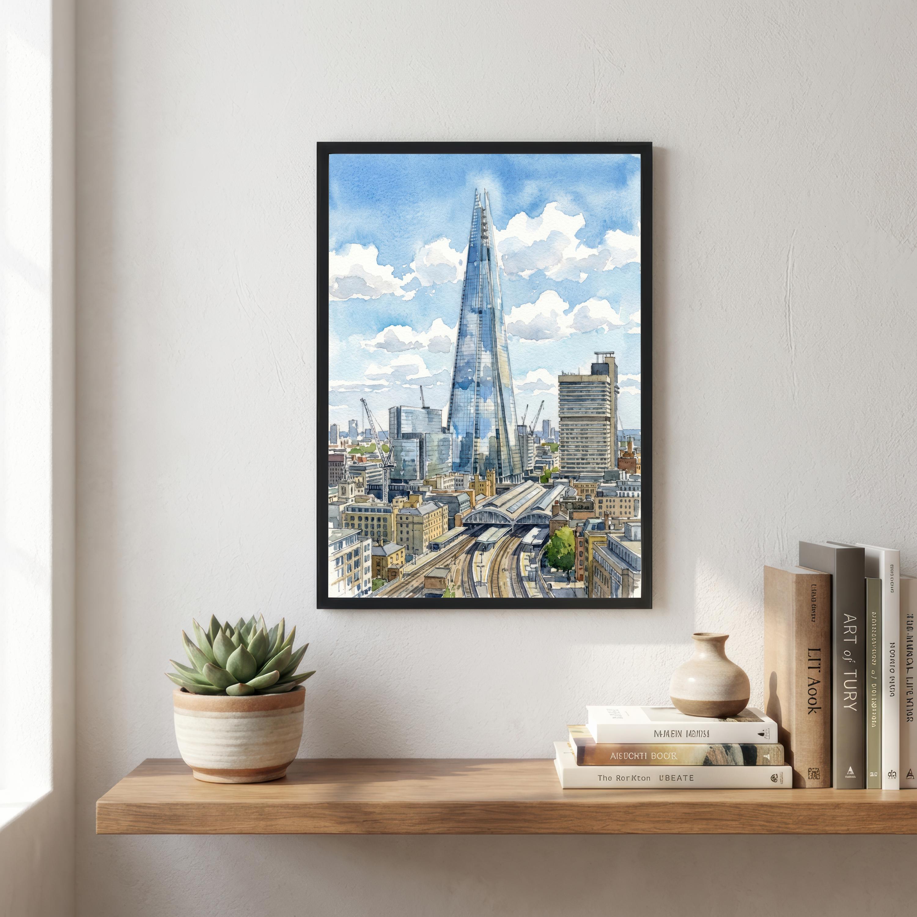 The Shard London Watercolor Print, Modern British Wall Art
