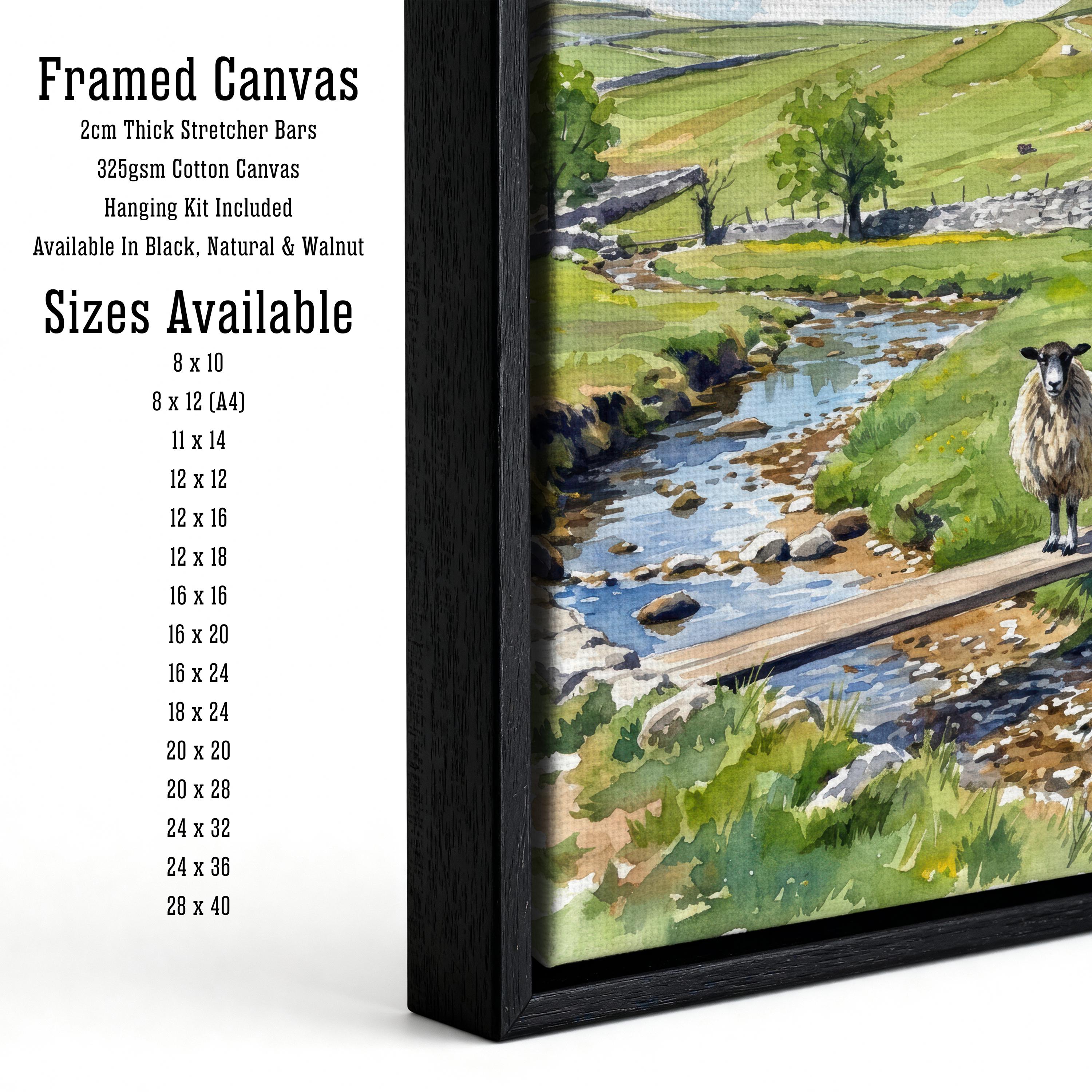 Yorkshire Dales Watercolor Painting Poster England Wall Art Countryside Landscape Print Gift for UK Travel Lovers and Fans of Scenic