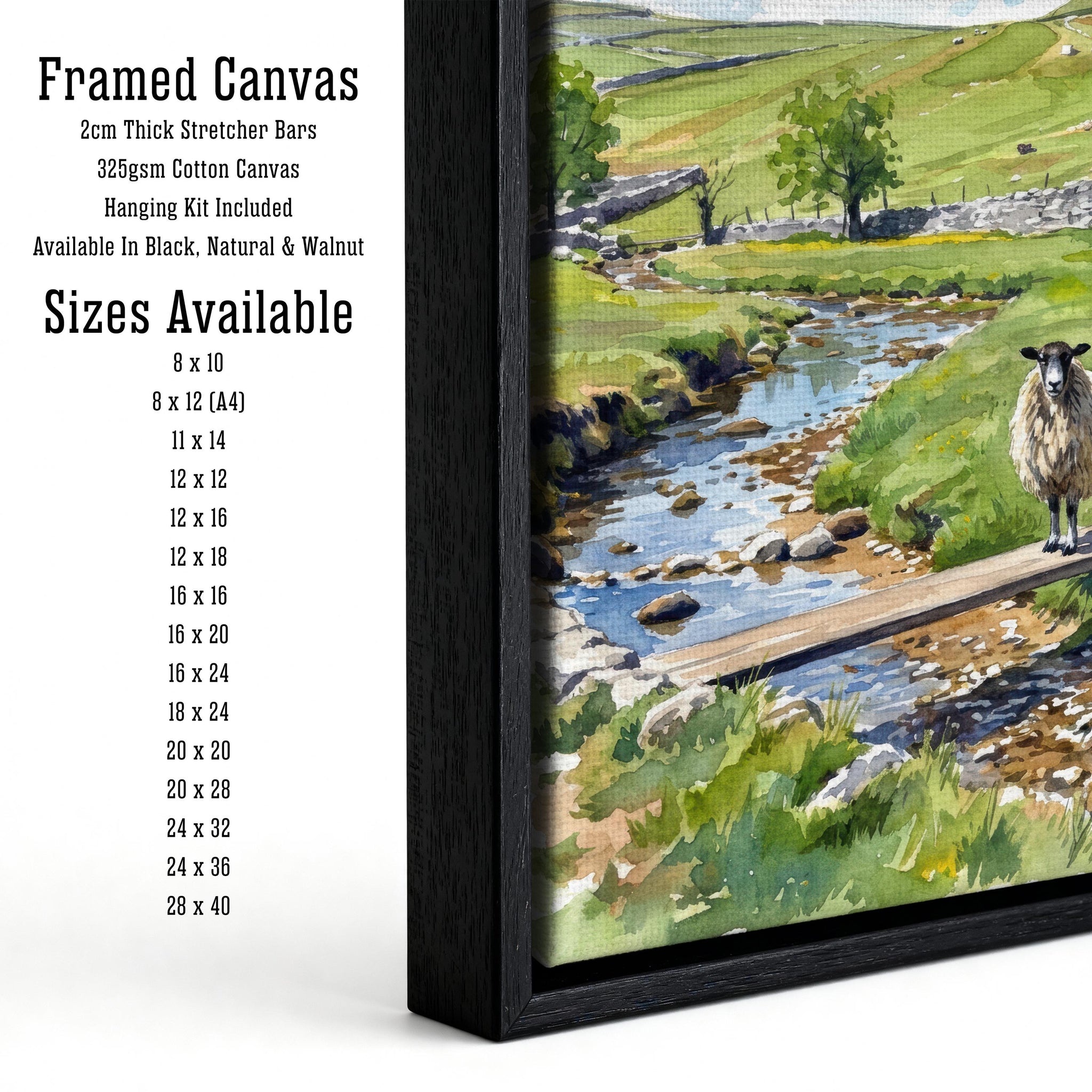Yorkshire Dales Watercolor Painting Poster England Wall Art Countryside Landscape Print Gift for UK Travel Lovers and Fans of Scenic