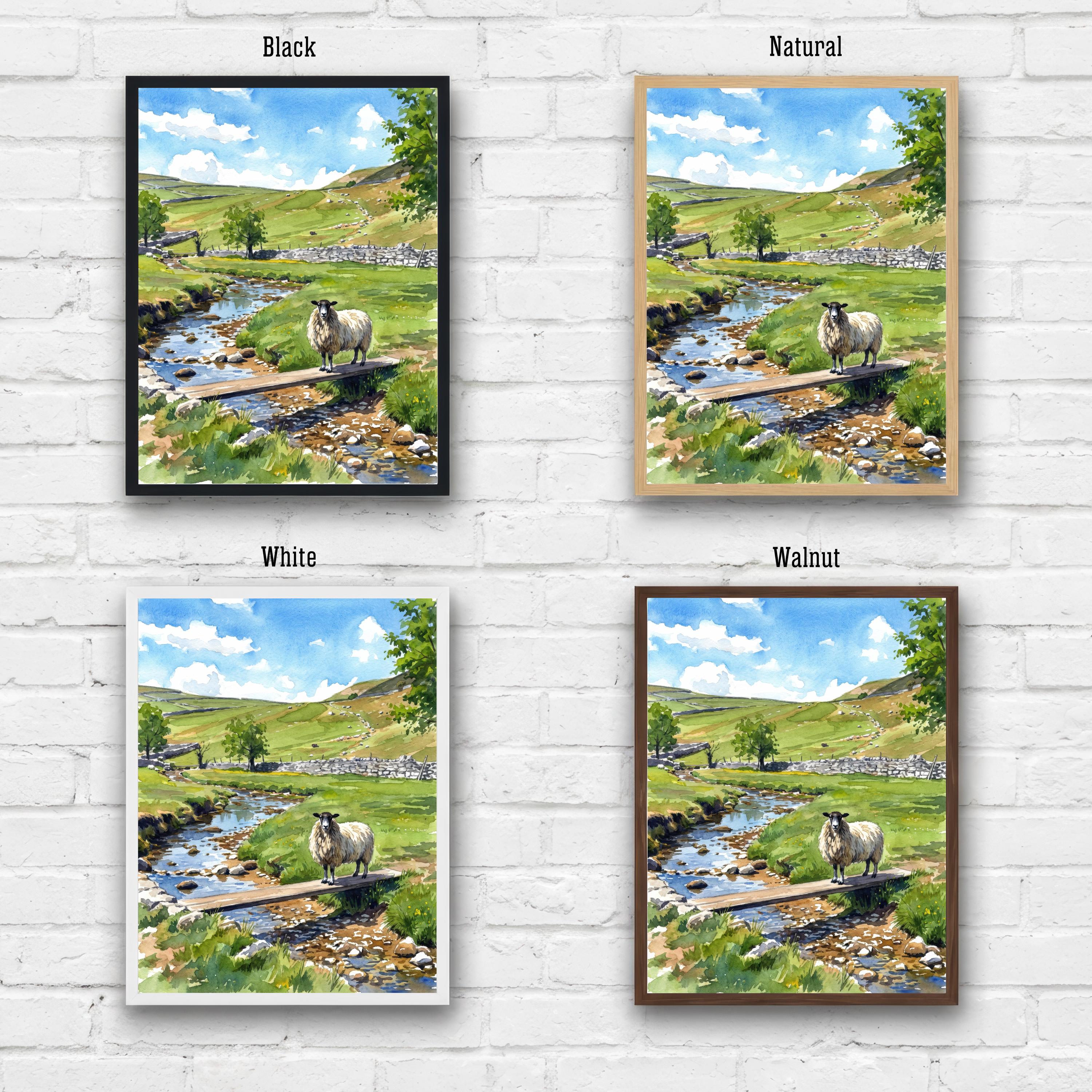 Yorkshire Dales Watercolor Painting Poster England Wall Art Countryside Landscape Print Gift for UK Travel Lovers and Fans of Scenic