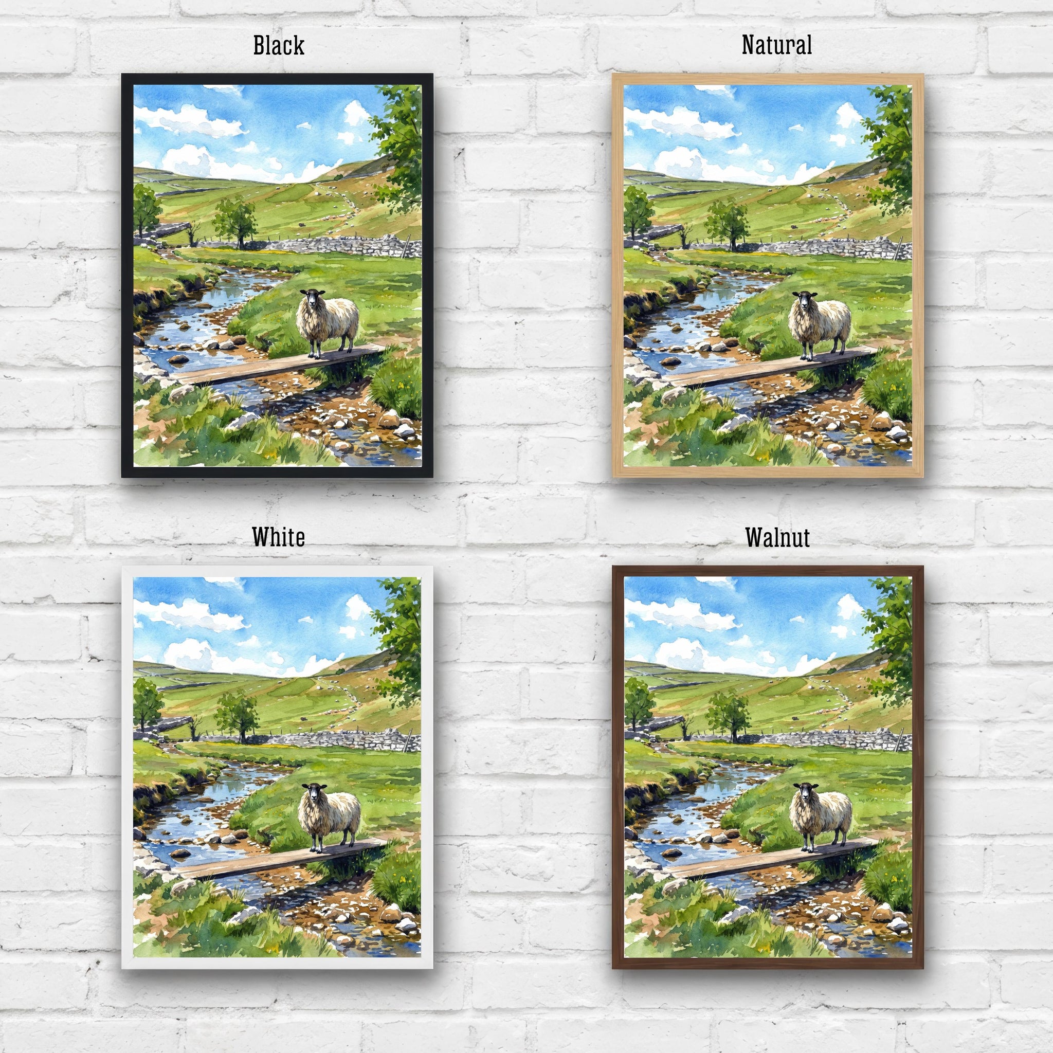 Yorkshire Dales Watercolor Painting Poster England Wall Art Countryside Landscape Print Gift for UK Travel Lovers and Fans of Scenic