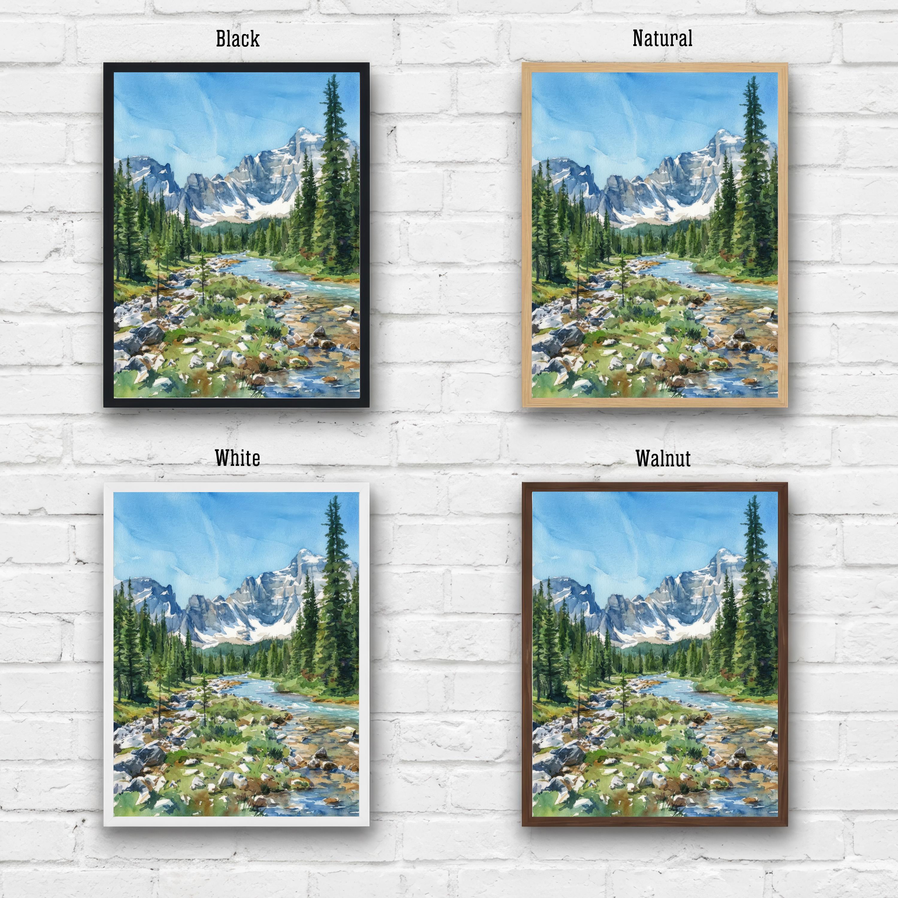 Banff National Park Watercolor Print: Canadian Rockies Landscape Art