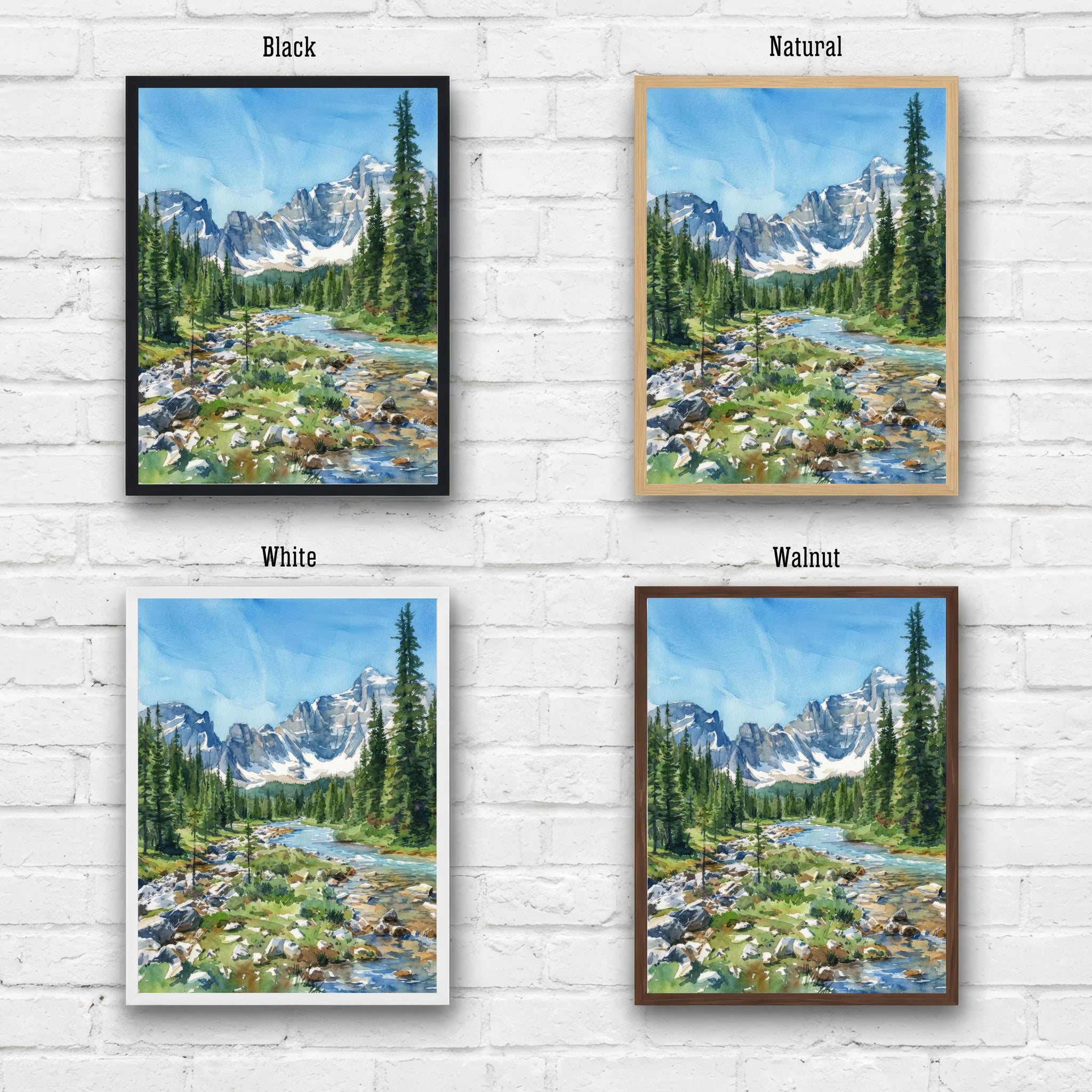 Banff National Park Watercolor Print: Canadian Rockies Landscape Art