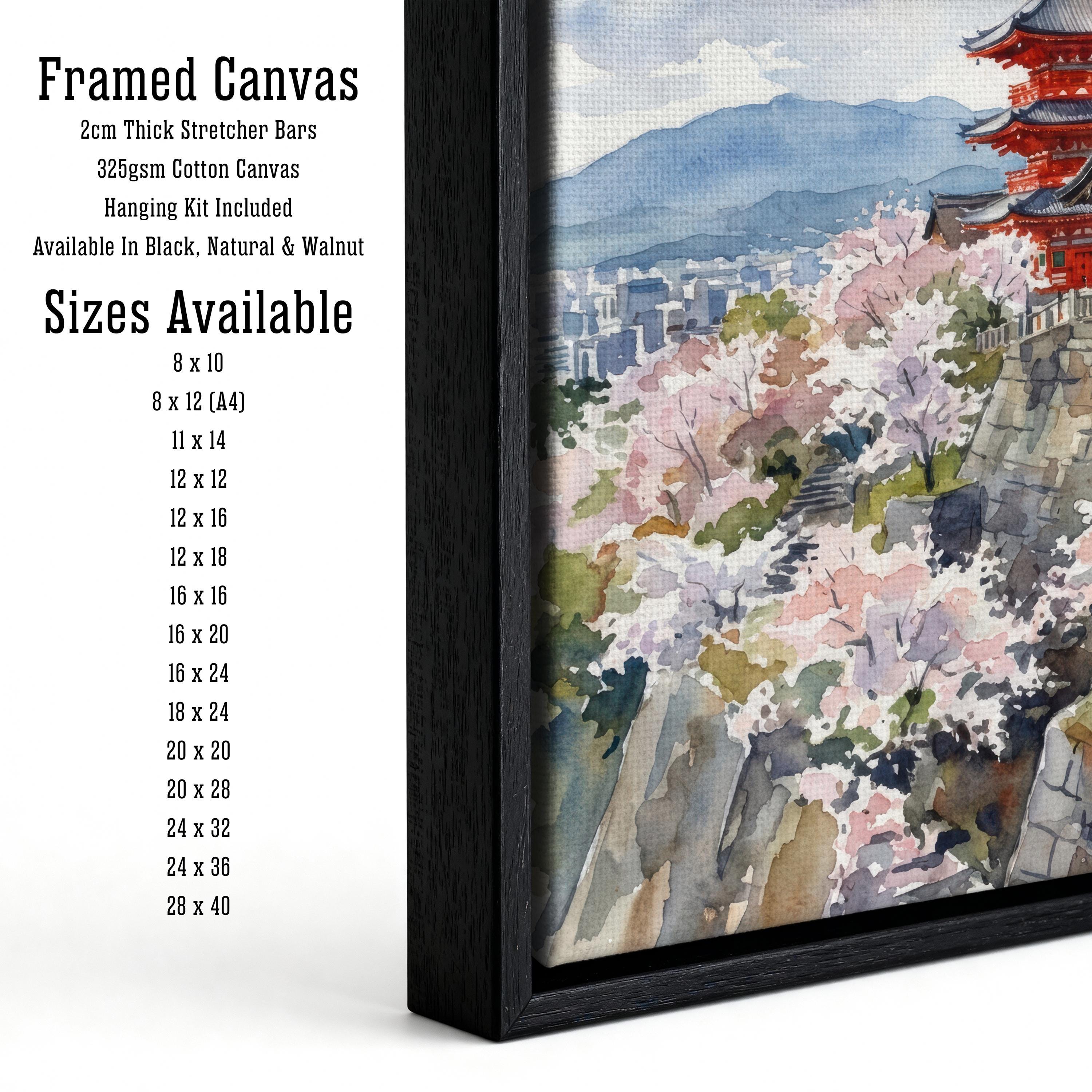 Kyoto Japan Watercolor Painting Poster Wall Art Historic City Landscape Print Gift for Asia Travel Lovers and Fans of Scenic Japanese