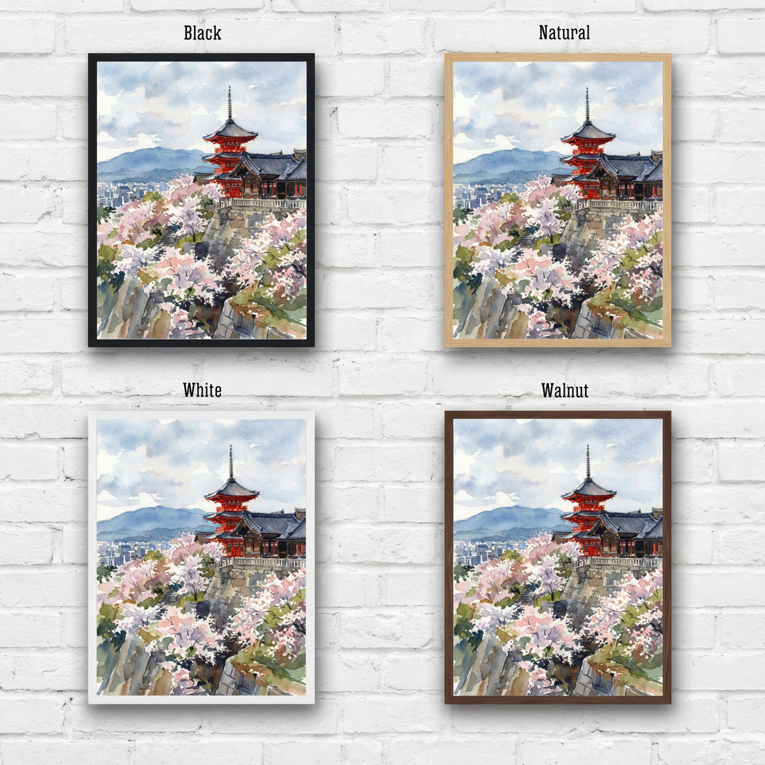 Kyoto Japan Watercolor Print: Scenic Cityscape, Asia Travel Art