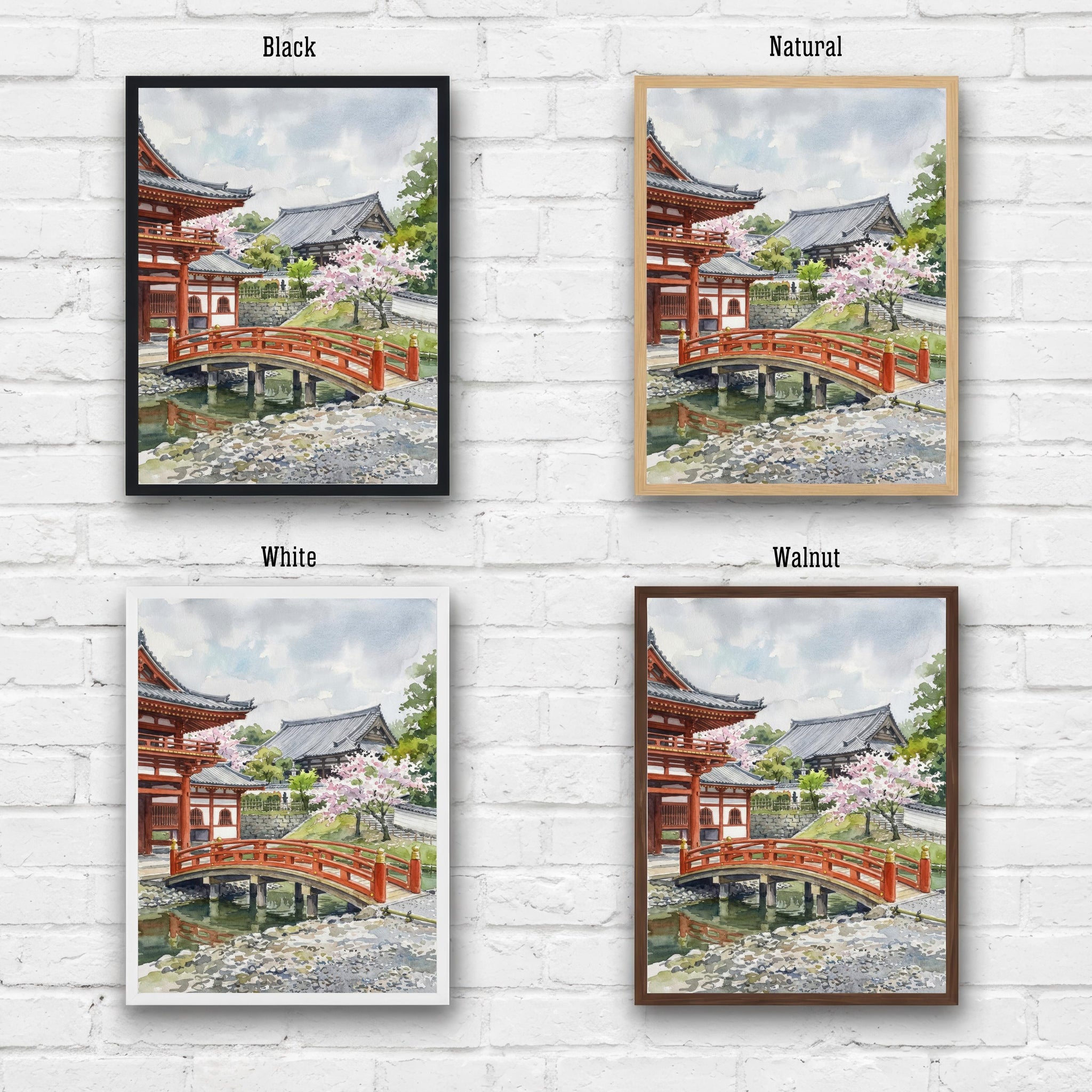 Kyoto Japan Watercolor Painting Poster Wall Art Historic City Landscape Print Gift for Asia Travel Lovers and Fans of Scenic Japanese