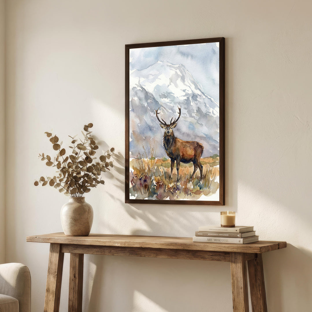 Glencoe Watercolour Painting Poster Scotland Wall Art Mountain Landscape Print Gift for UK Travel Lovers and Fans of Scenic Scottish