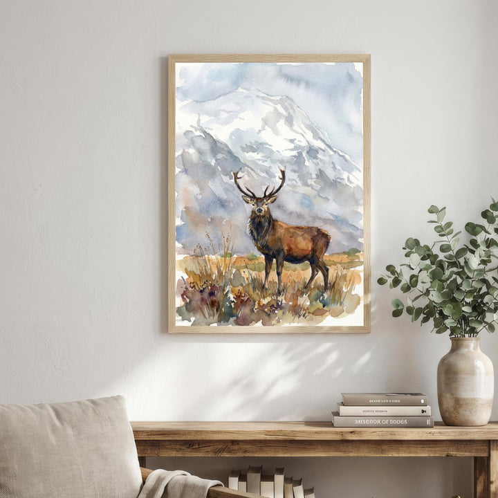 Glencoe Watercolour Painting Poster Scotland Wall Art Mountain Landscape Print Gift for UK Travel Lovers and Fans of Scenic Scottish