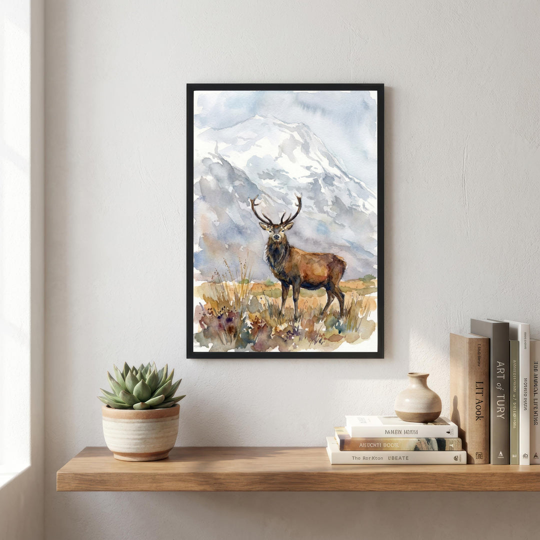 Glencoe Watercolour Painting Poster Scotland Wall Art Mountain Landscape Print Gift for UK Travel Lovers and Fans of Scenic Scottish