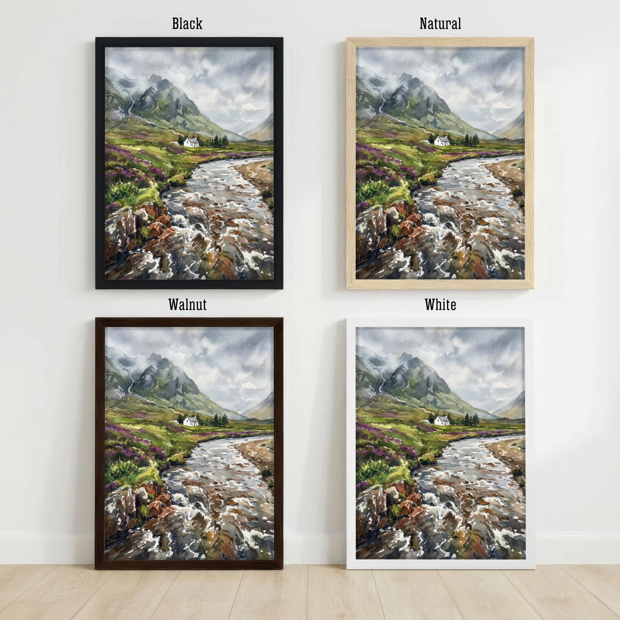 Glencoe Scotland Print: Watercolour Mountain Landscape Art