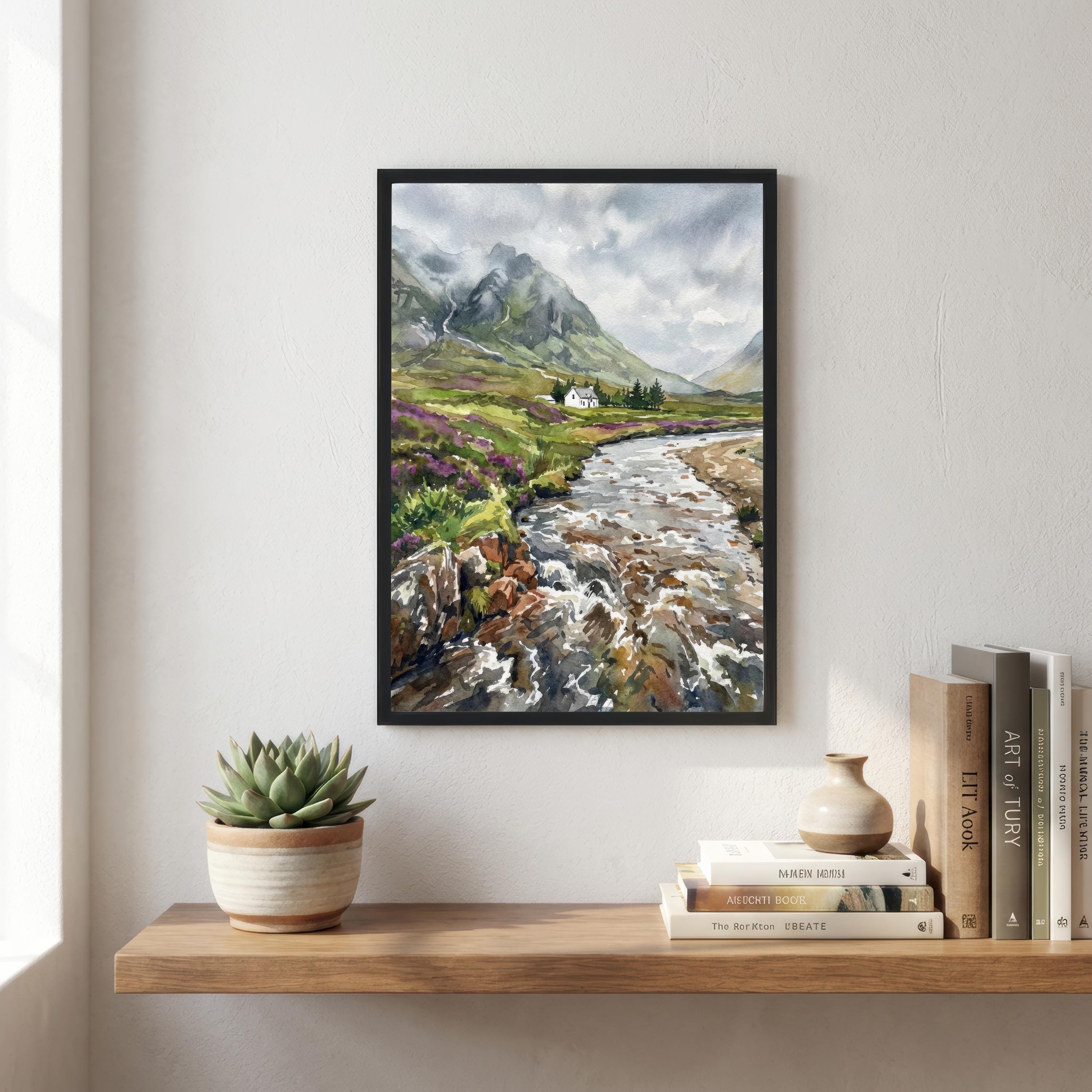 Glencoe Scotland Print: Watercolour Mountain Landscape Art