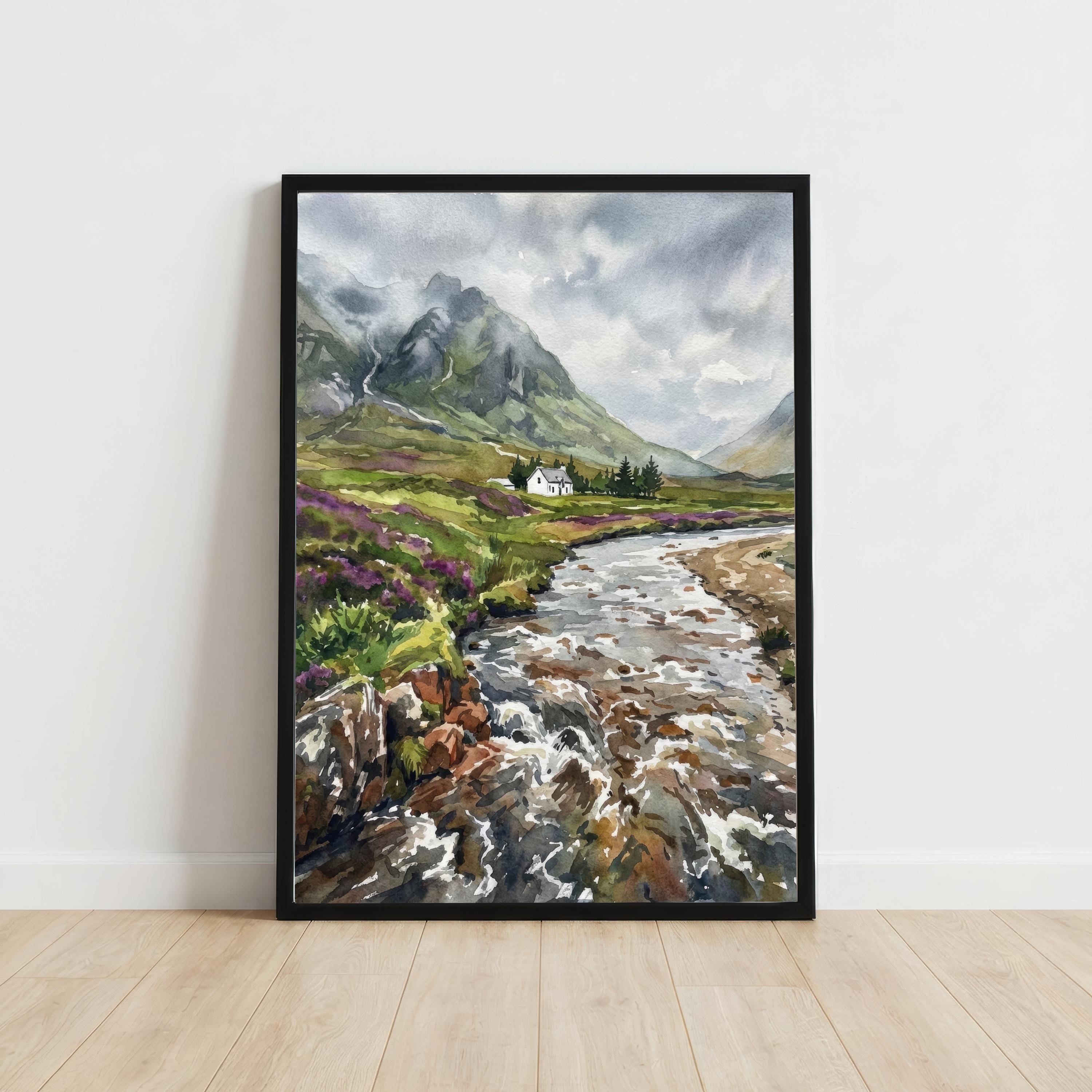 Glencoe Scotland Print: Watercolour Mountain Landscape Art