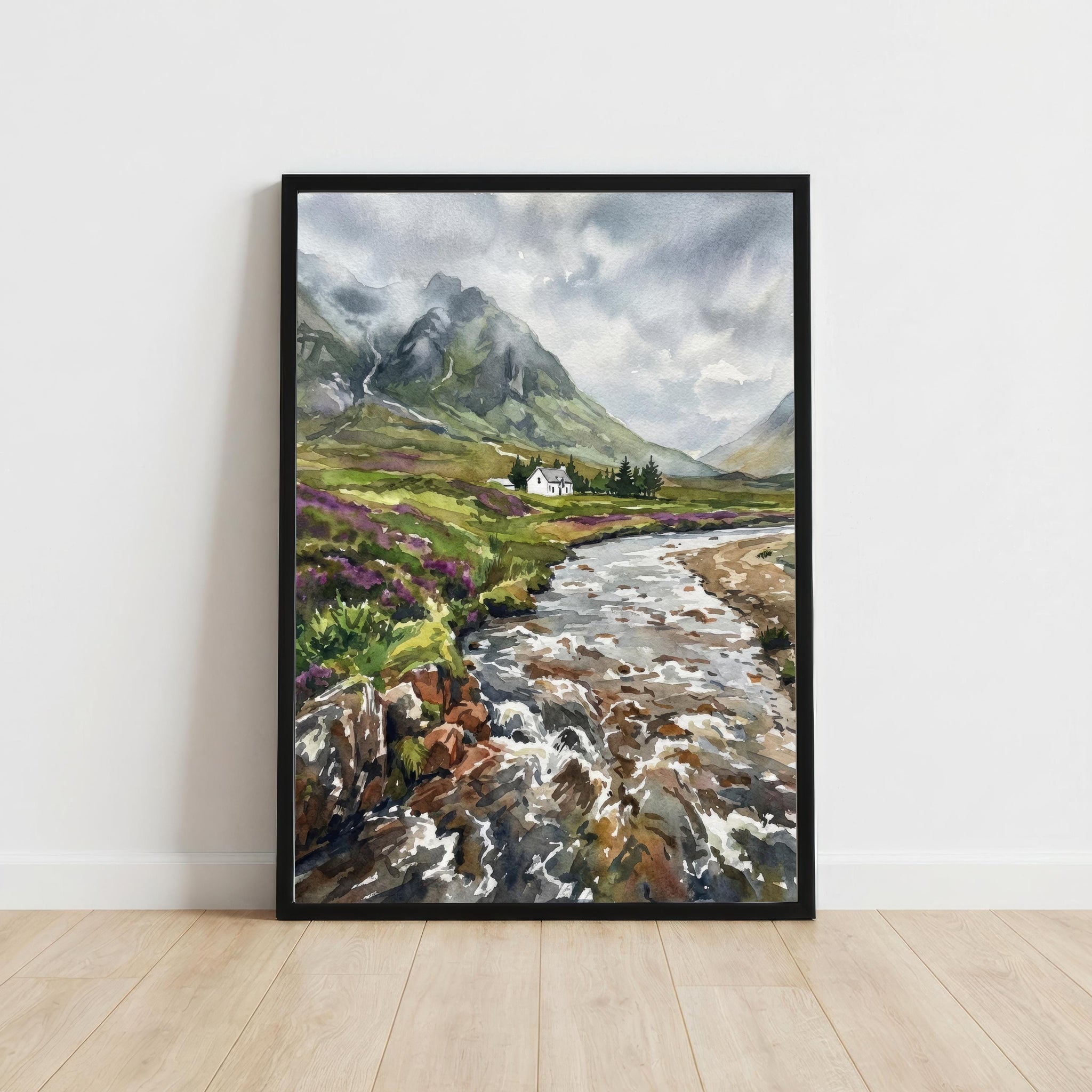Glencoe Scotland Print: Watercolour Mountain Landscape Art