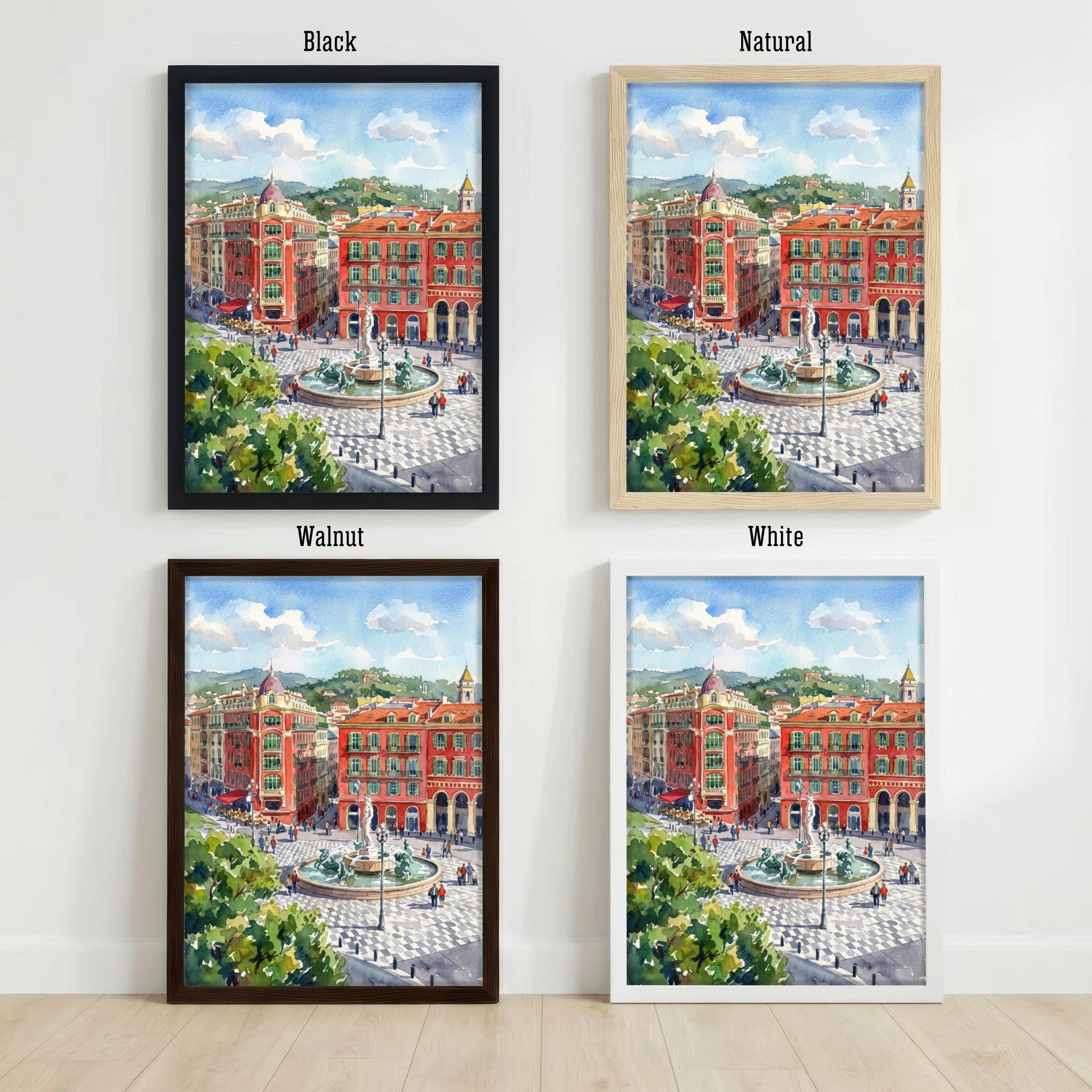 Nice France Watercolour Print: Coastal City Landscape Art