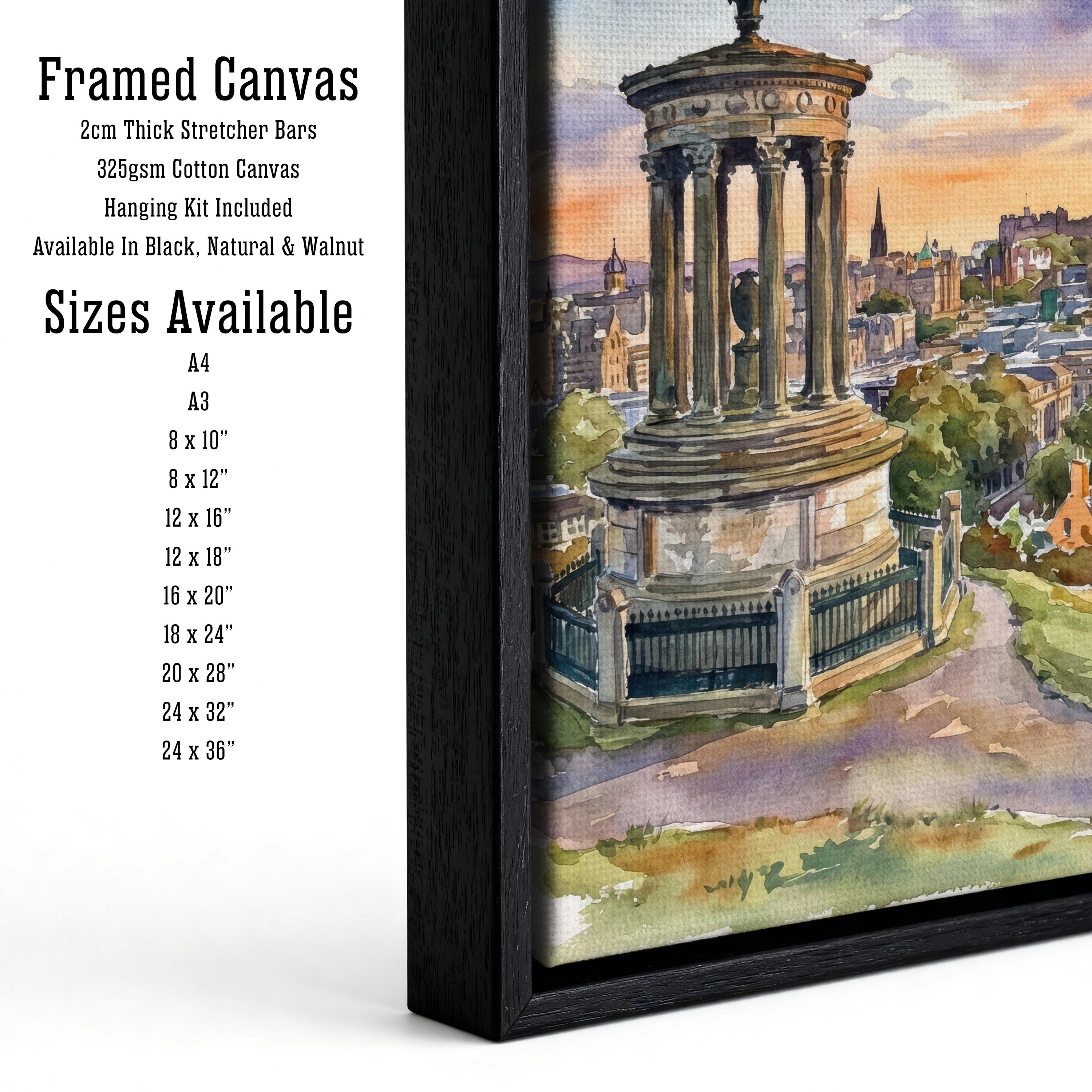 Edinburgh Watercolor Painting Poster Scotland Wall Art City Skyline Landscape Print Gift for UK Travel Lovers and Fans of Scenic Scottish