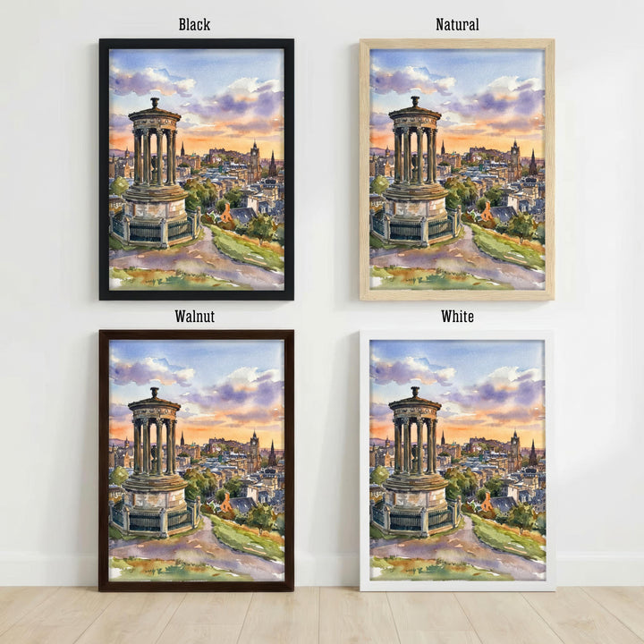Edinburgh Watercolor Painting Poster Scotland Wall Art City Skyline Landscape Print Gift for UK Travel Lovers and Fans of Scenic Scottish