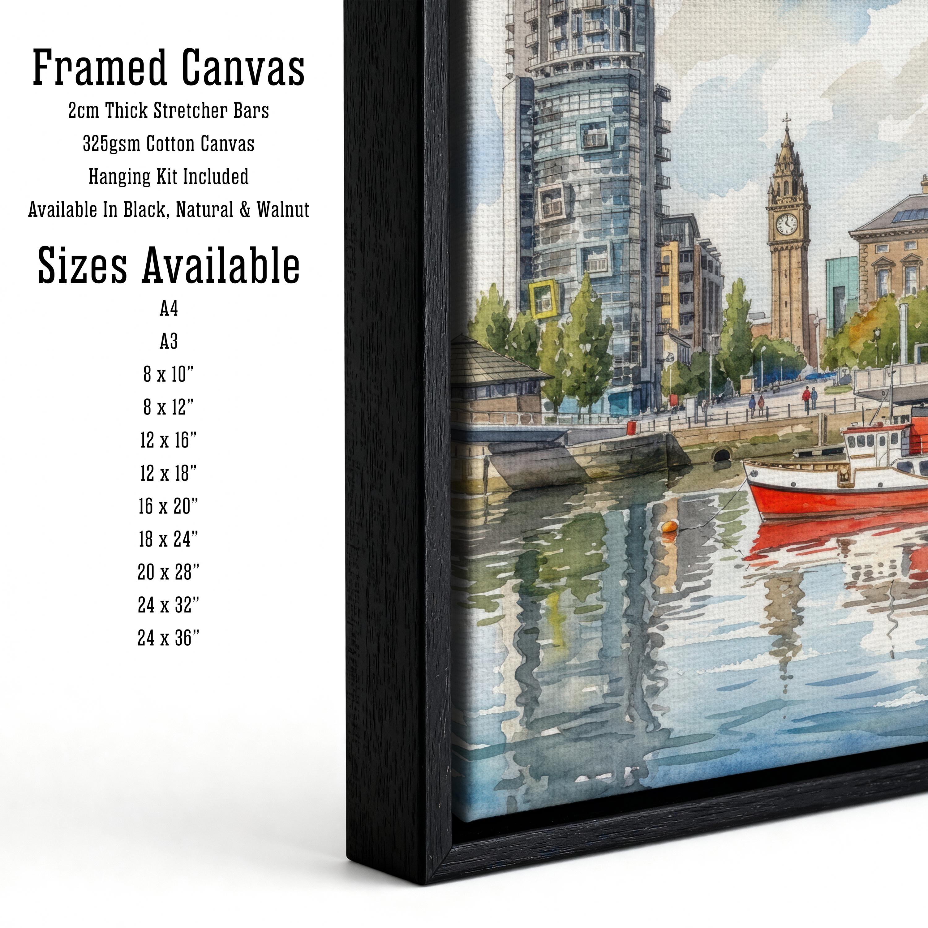 Belfast Skyline Watercolor Print, Northern Ireland Cityscape Art