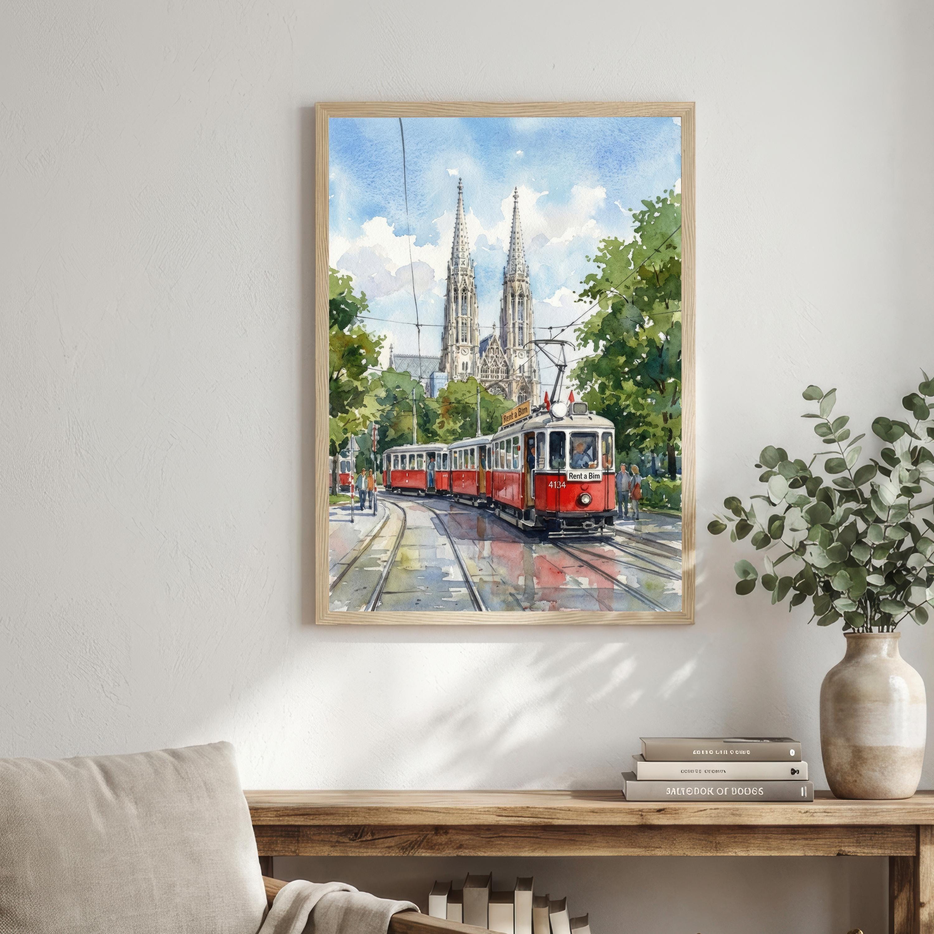 Vienna Austria Watercolor Print: Cityscape, European Travel Art