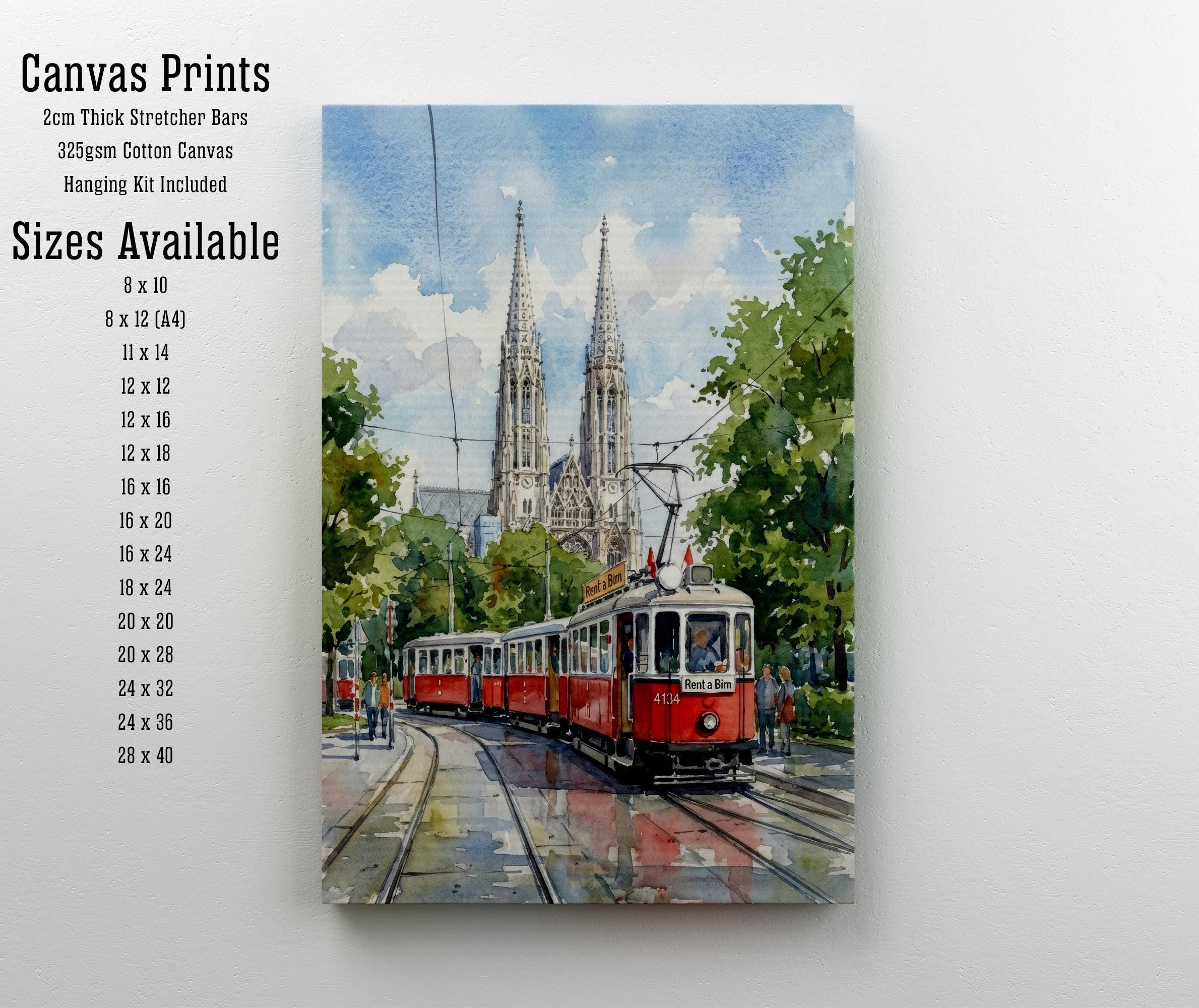 Vienna Austria Watercolor Print: Cityscape, European Travel Art