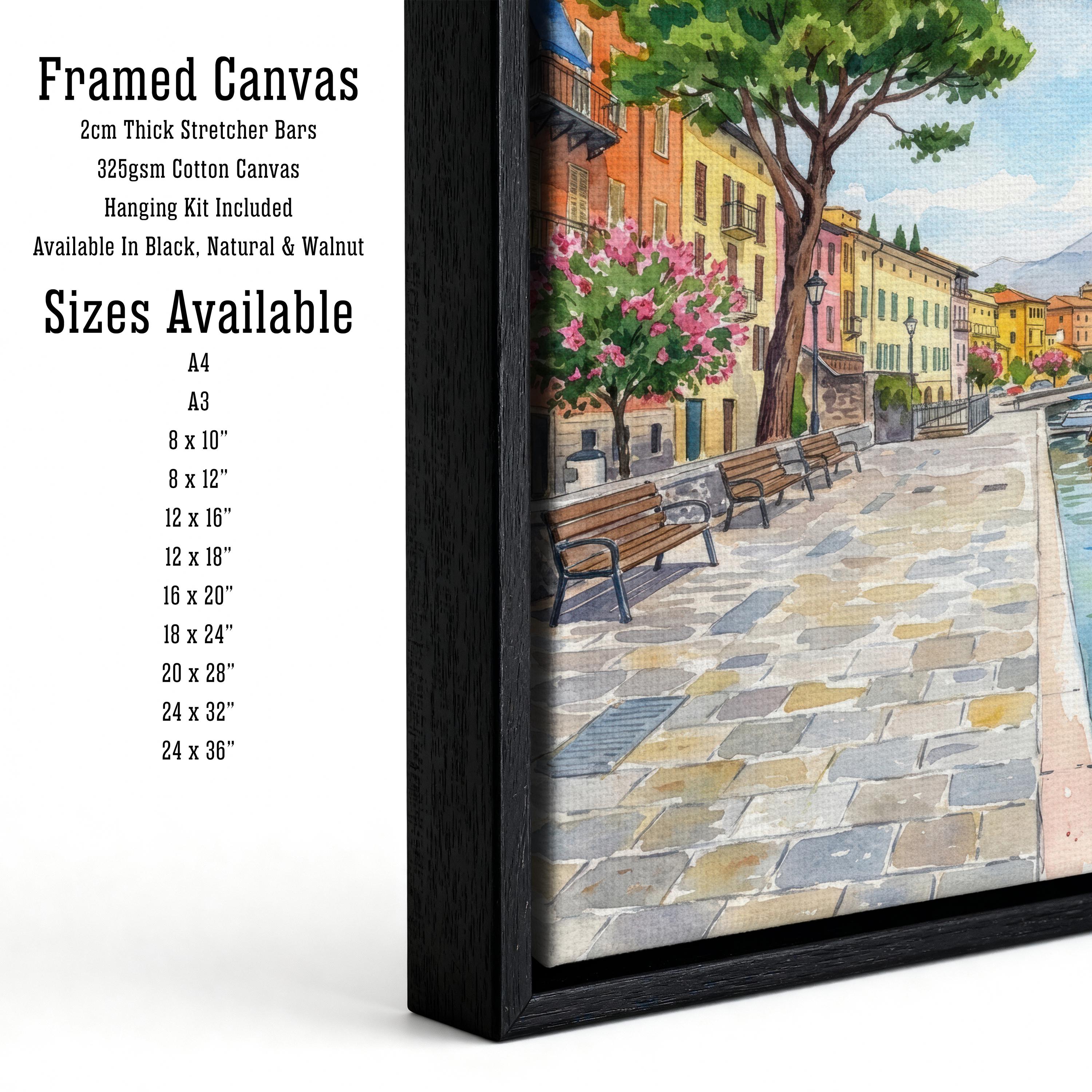 Lake Garda Watercolor Print, Italy Coastal Art