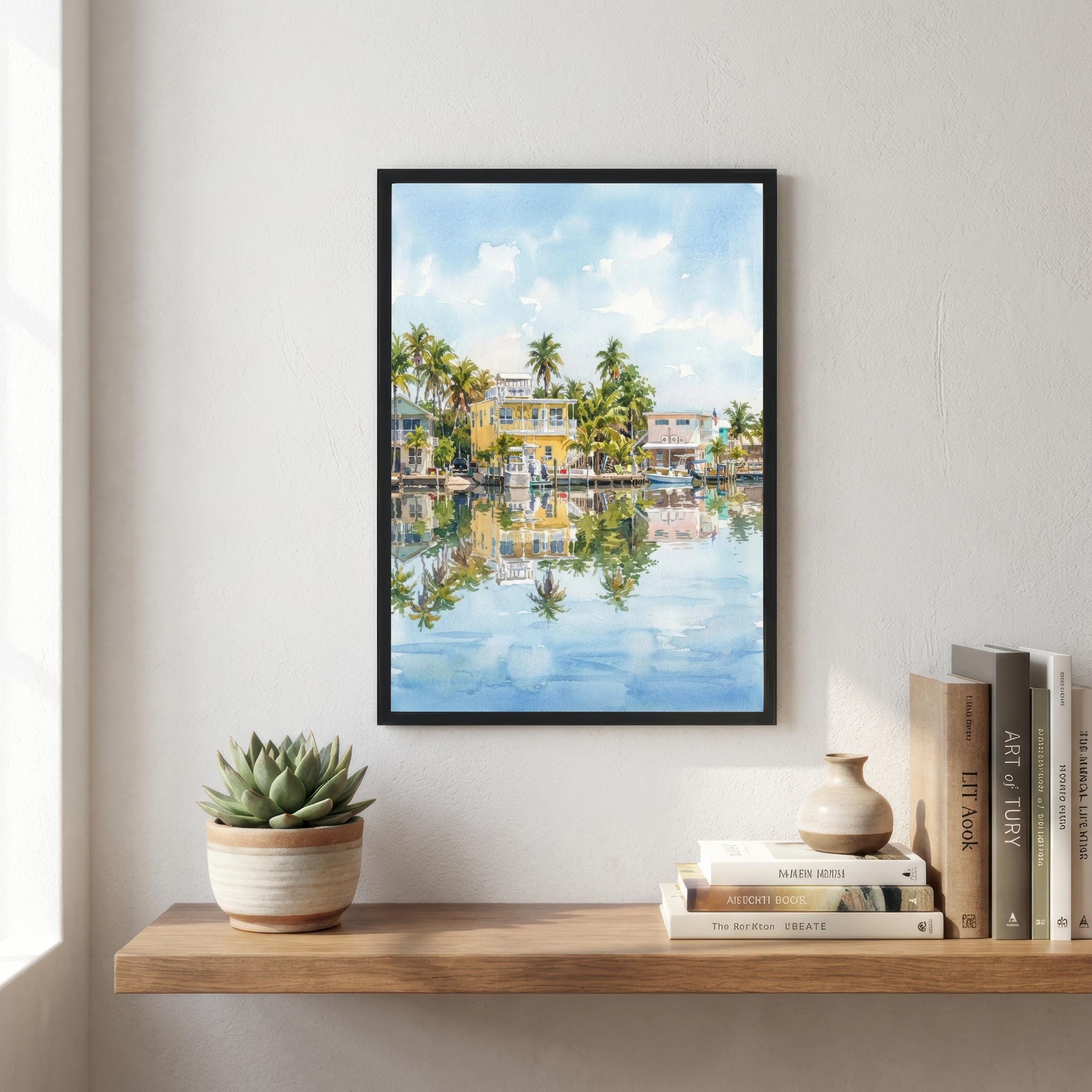Key West Watercolor Print: Coastal Florida Art, Tropical Landscape