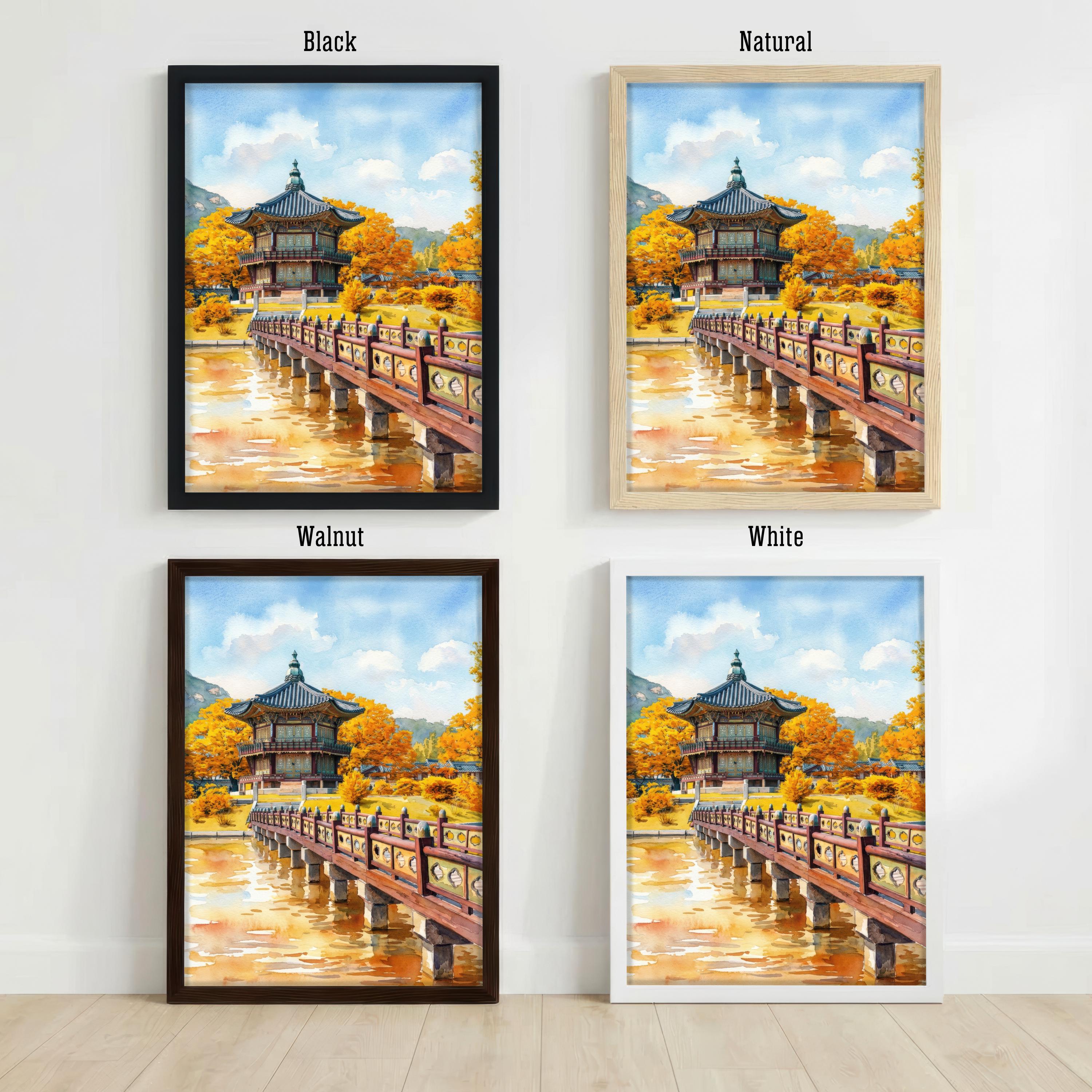 Seoul South Korea Watercolor Art Print: City Skyline Landscape