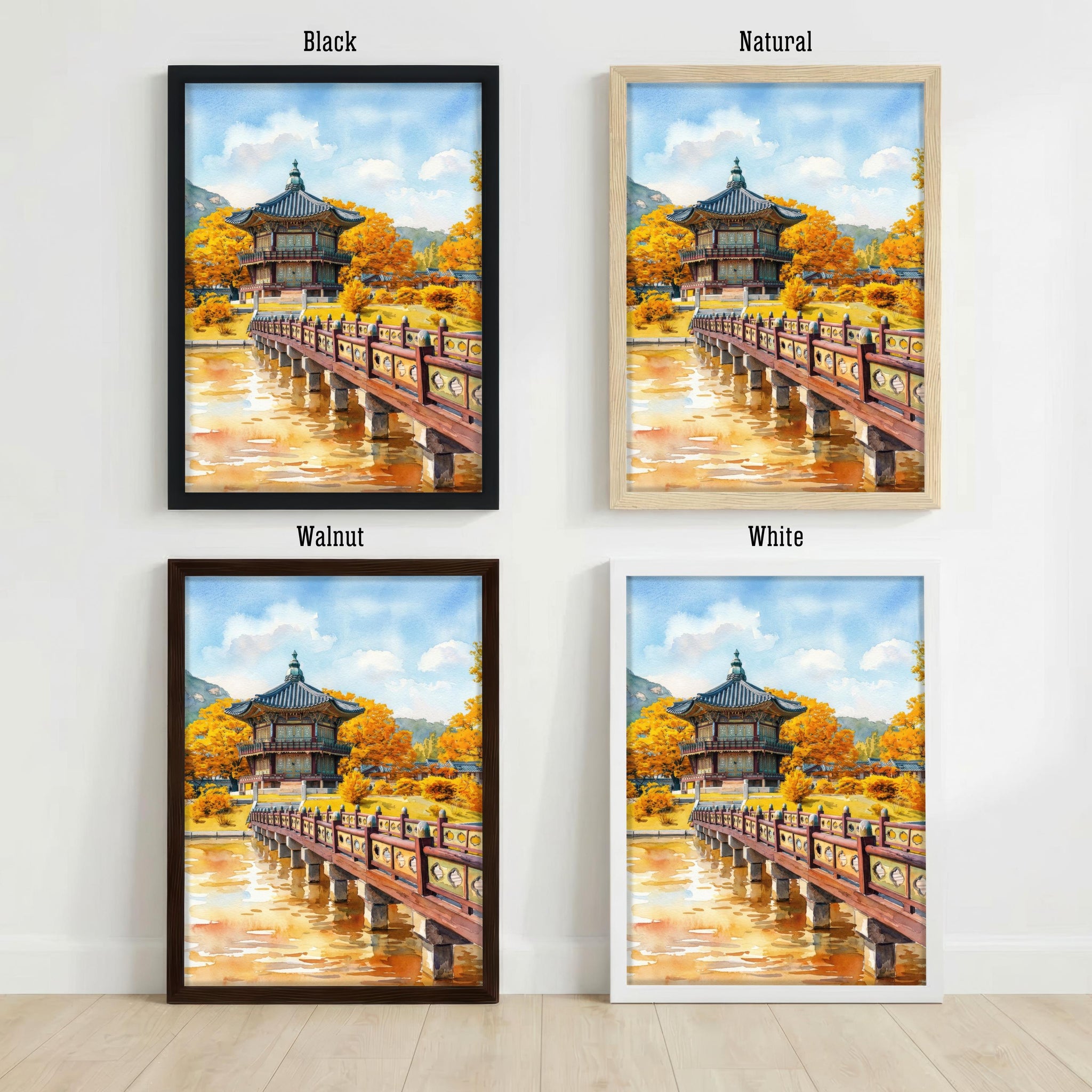 Seoul South Korea Watercolor Art Print: City Skyline Landscape