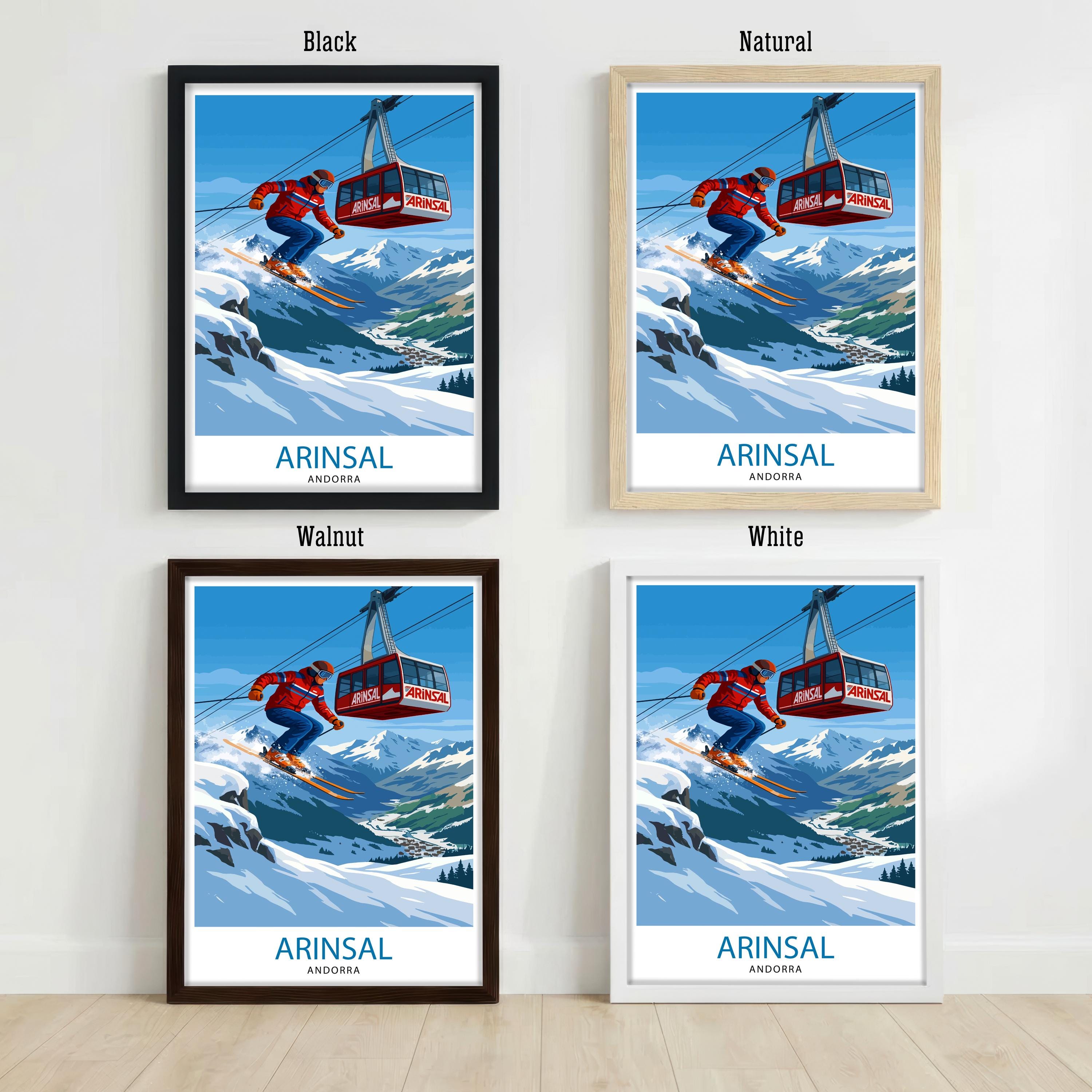 Arinsal Andorra Ski Poster: Pyrenees Mountain Resort Art Print