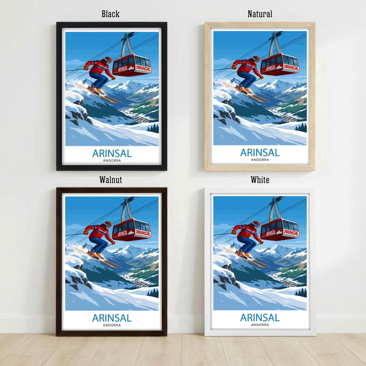 Arinsal Andorra Ski Poster Print Wall Art Mountain Resort Landscape Gift for Europe Travel Lovers and Fans of Scenic Pyrenees Winter Sports