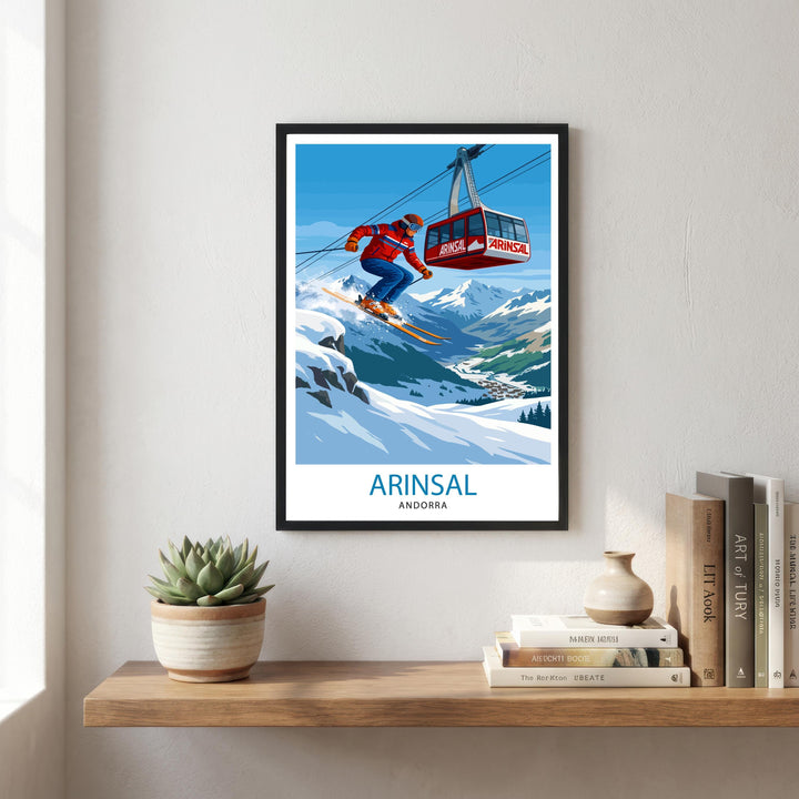 Arinsal Andorra Ski Poster Print Wall Art Mountain Resort Landscape Gift for Europe Travel Lovers and Fans of Scenic Pyrenees Winter Sports