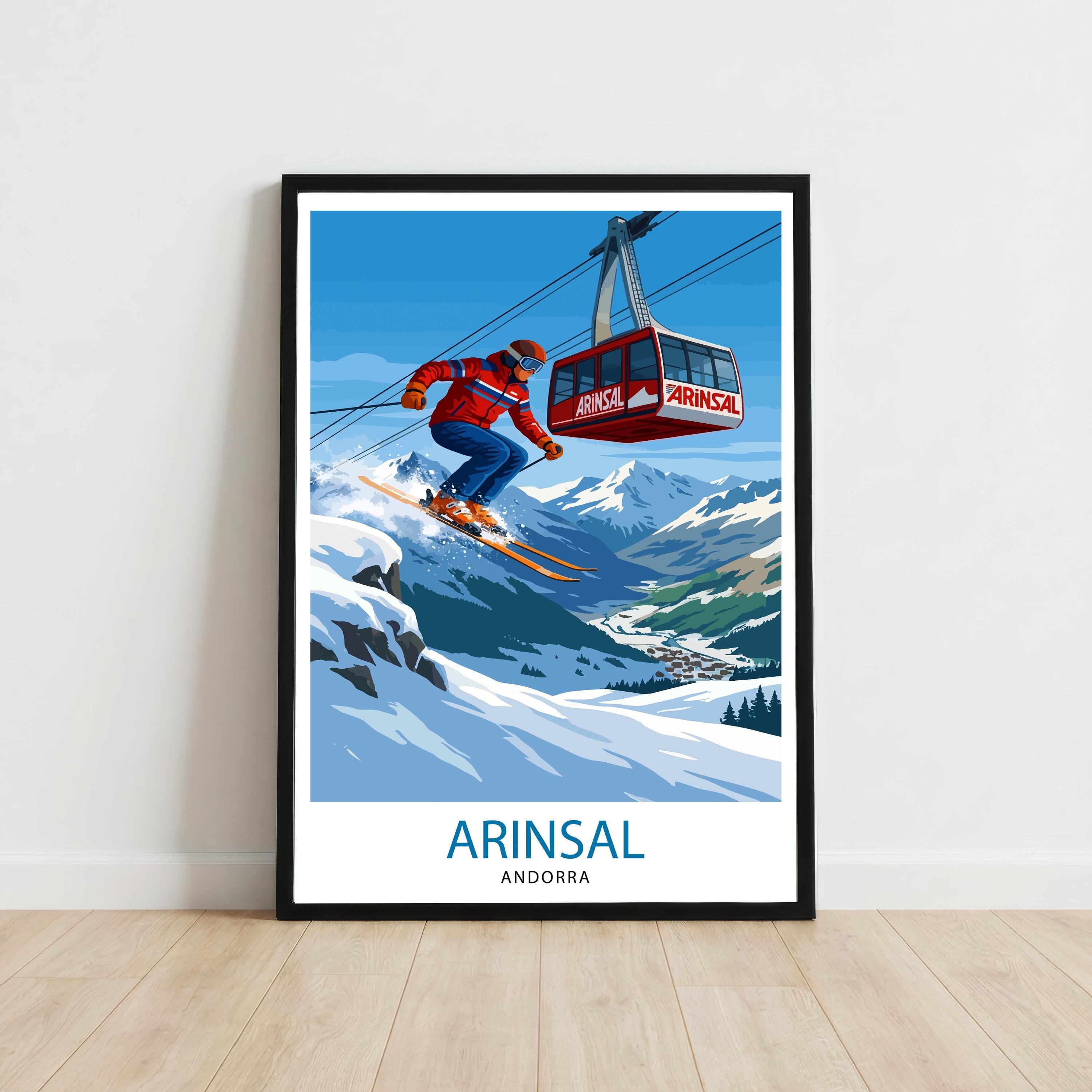 Arinsal Andorra Ski Poster: Pyrenees Mountain Resort Art Print