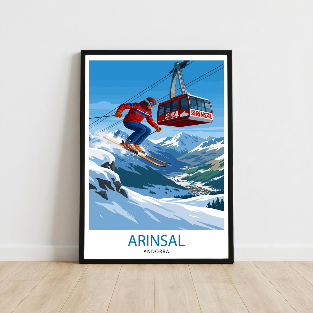 Arinsal Andorra Ski Poster Print Wall Art Mountain Resort Landscape Gift for Europe Travel Lovers and Fans of Scenic Pyrenees Winter Sports